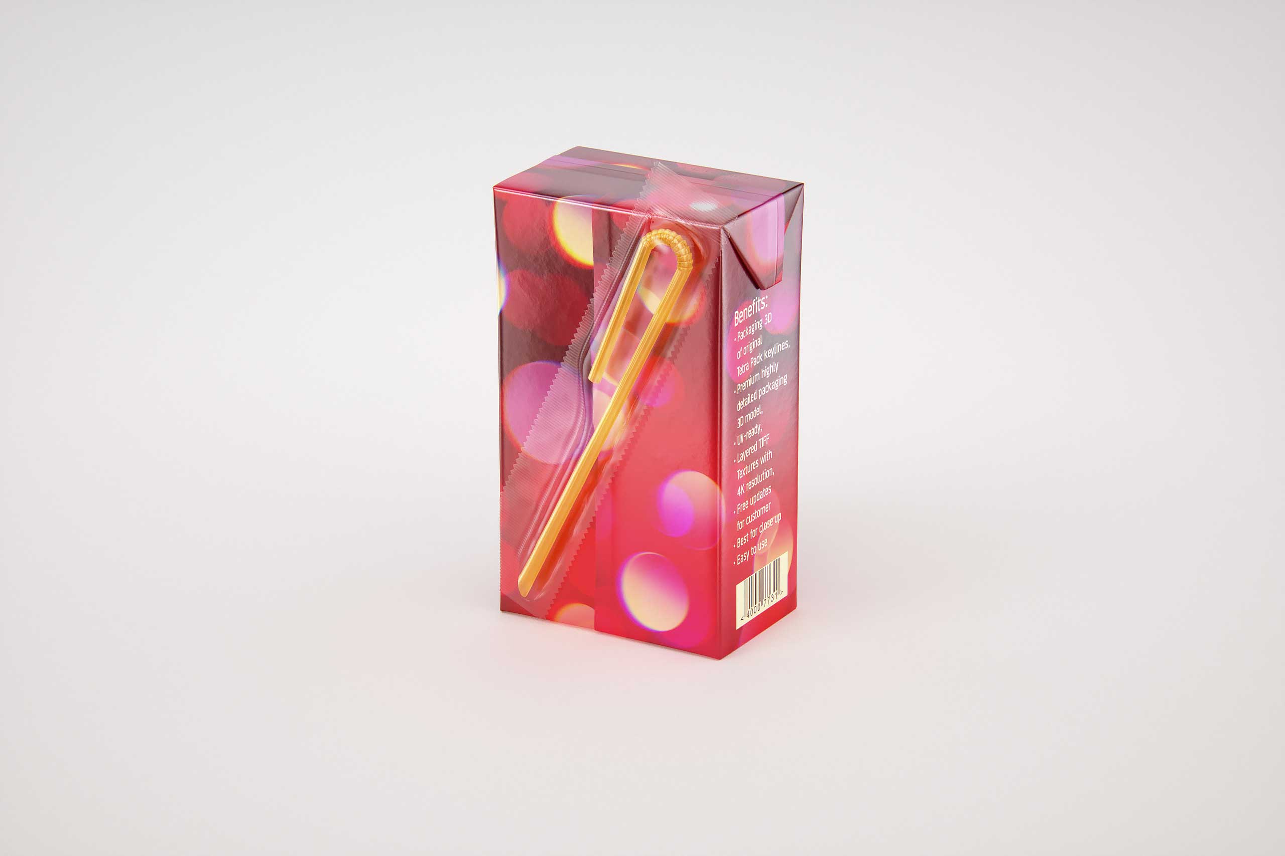 Tetra Brick Base 250ml with a Straw and Pull Tab packaging 3d model pak