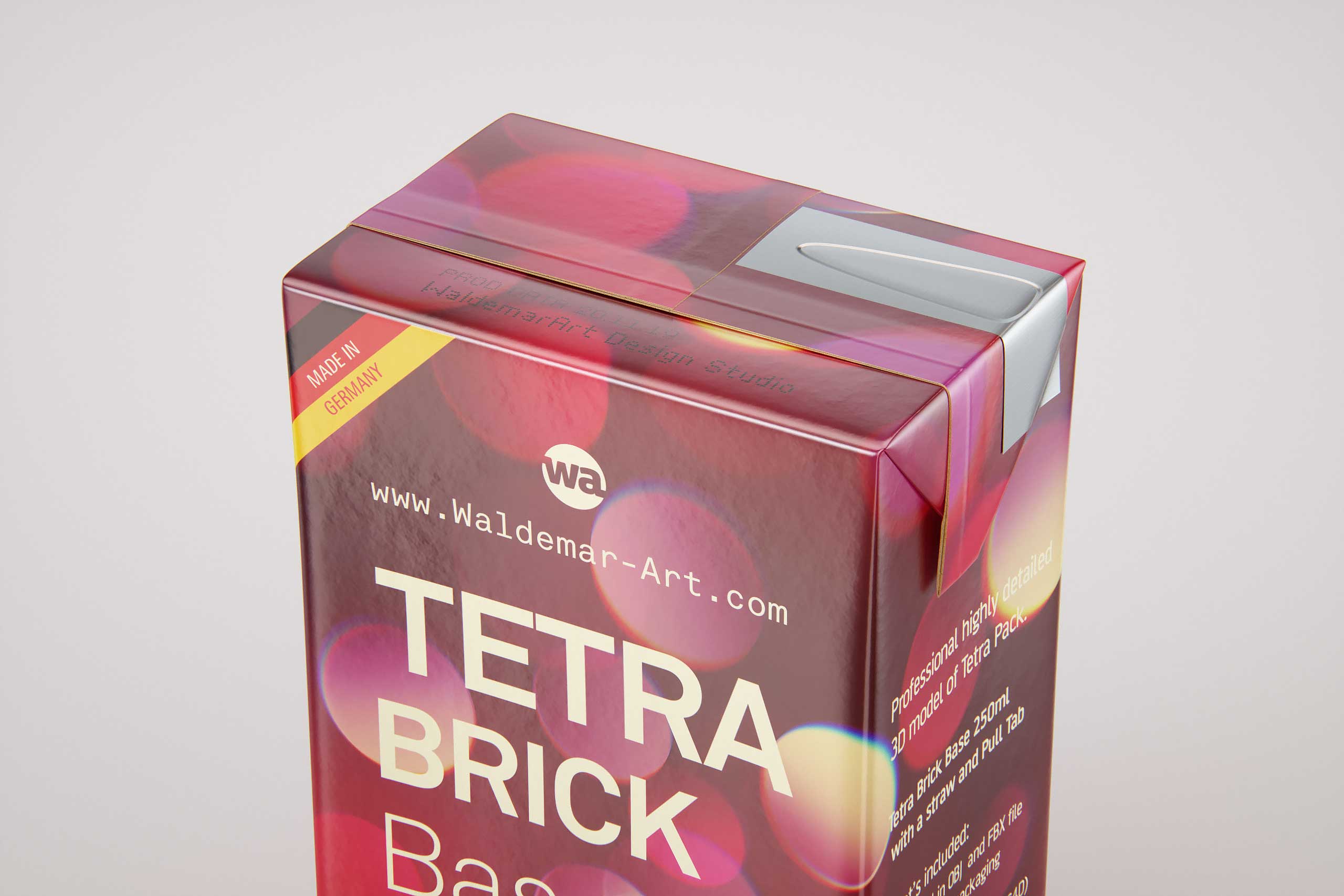 Tetra Brick Base 250ml with a Straw and Pull Tab packaging 3d model pak
