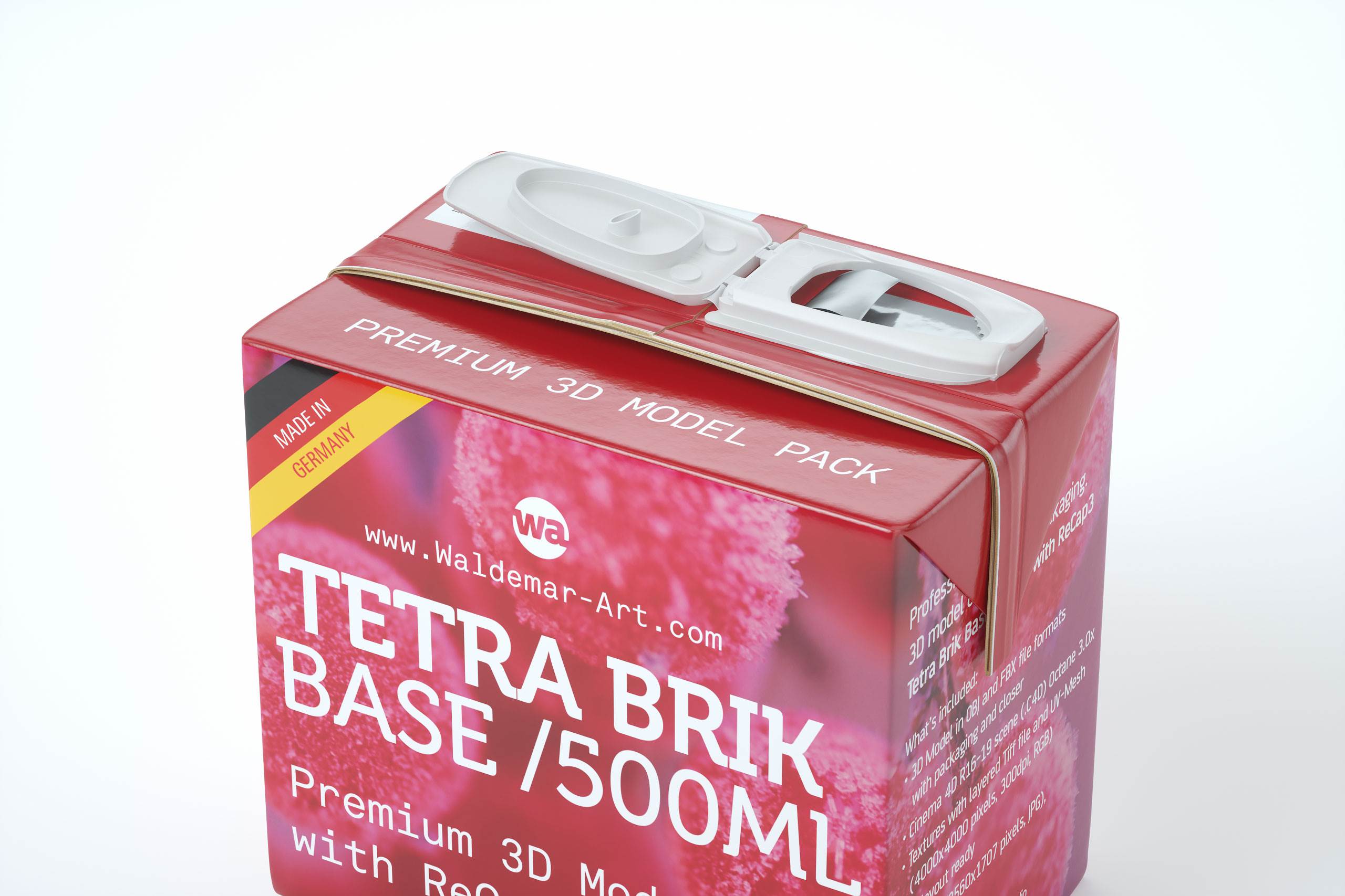 Professional Packaging 3D model pak of Tetra Pack Brick Base 500ml with ReCap3