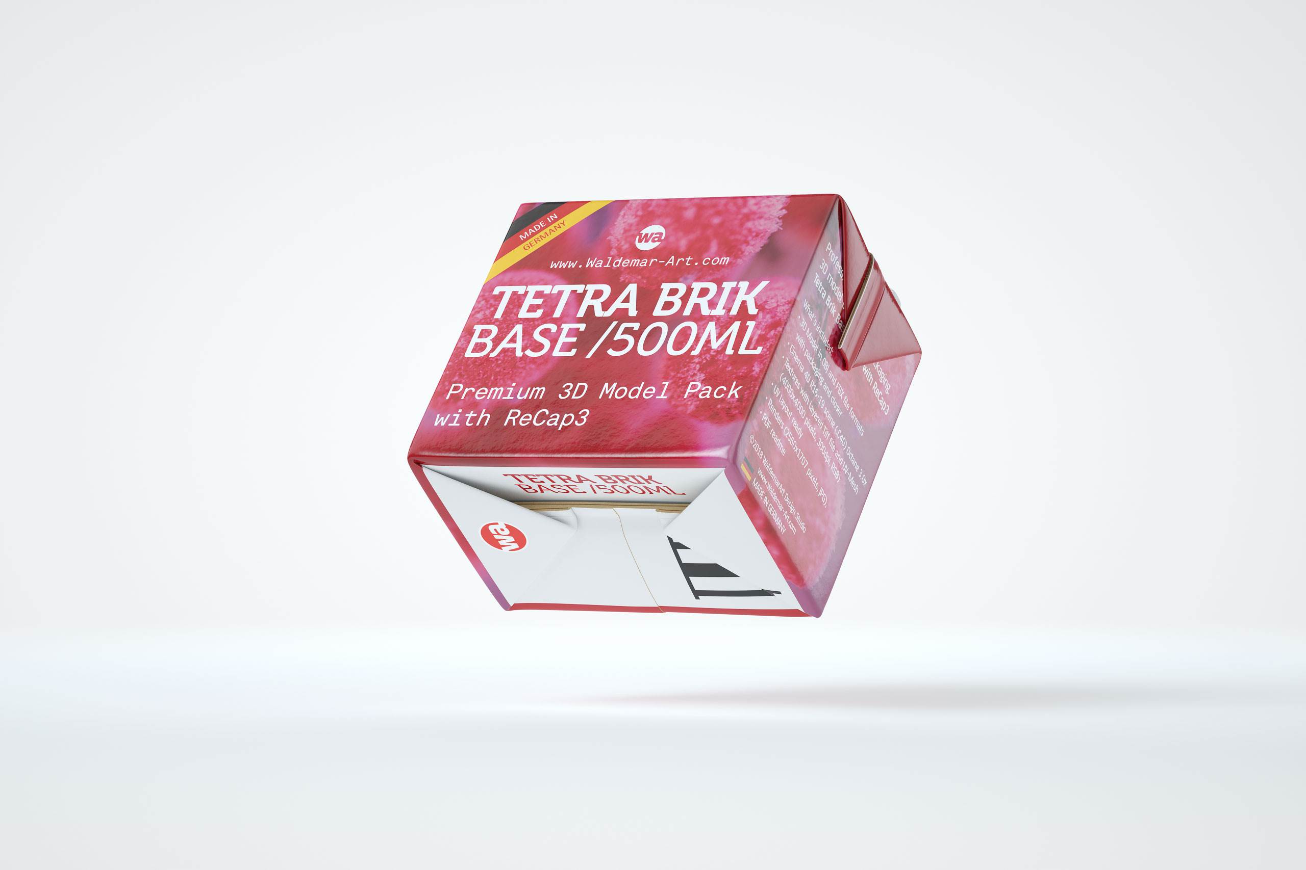 Professional Packaging 3D model pak of Tetra Pack Brick Base 500ml with ReCap3