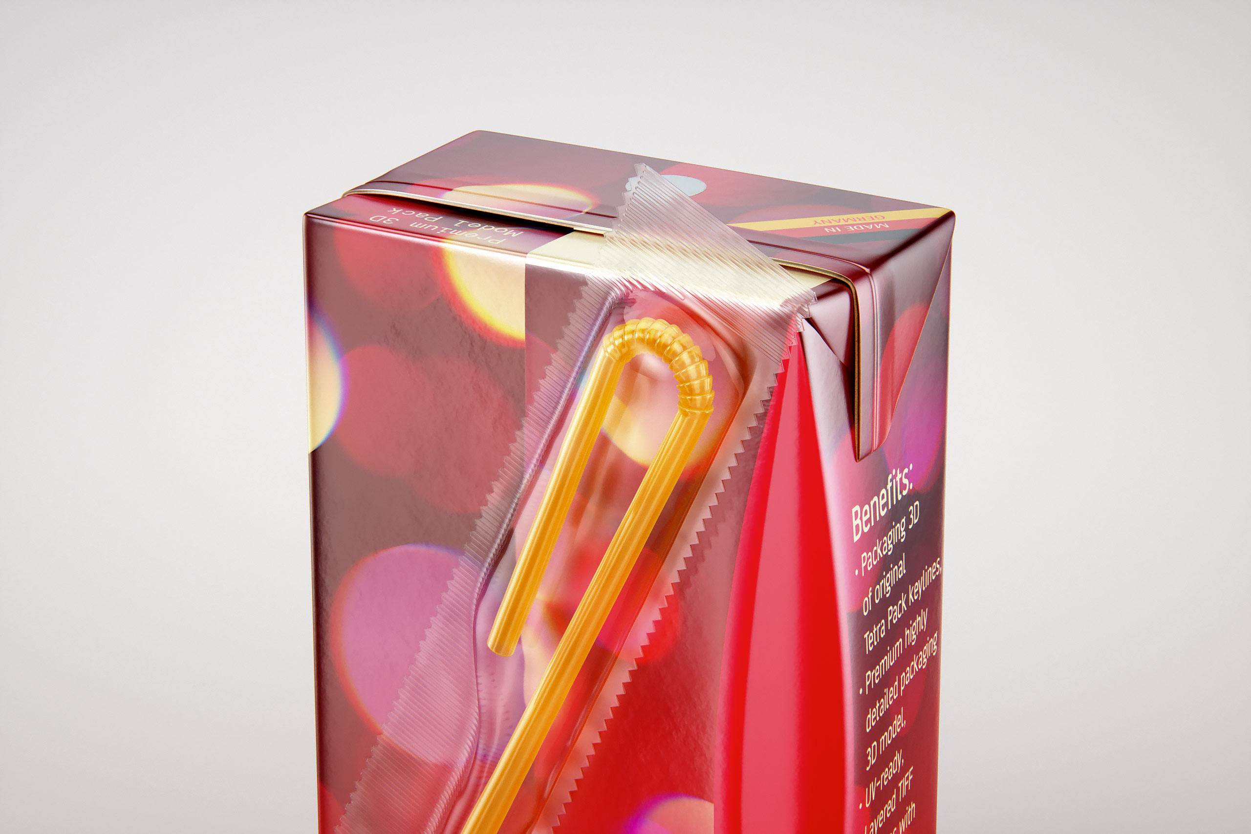 Tetra Brick Base Leaf 250ml with a Straw packaging 3d model pak