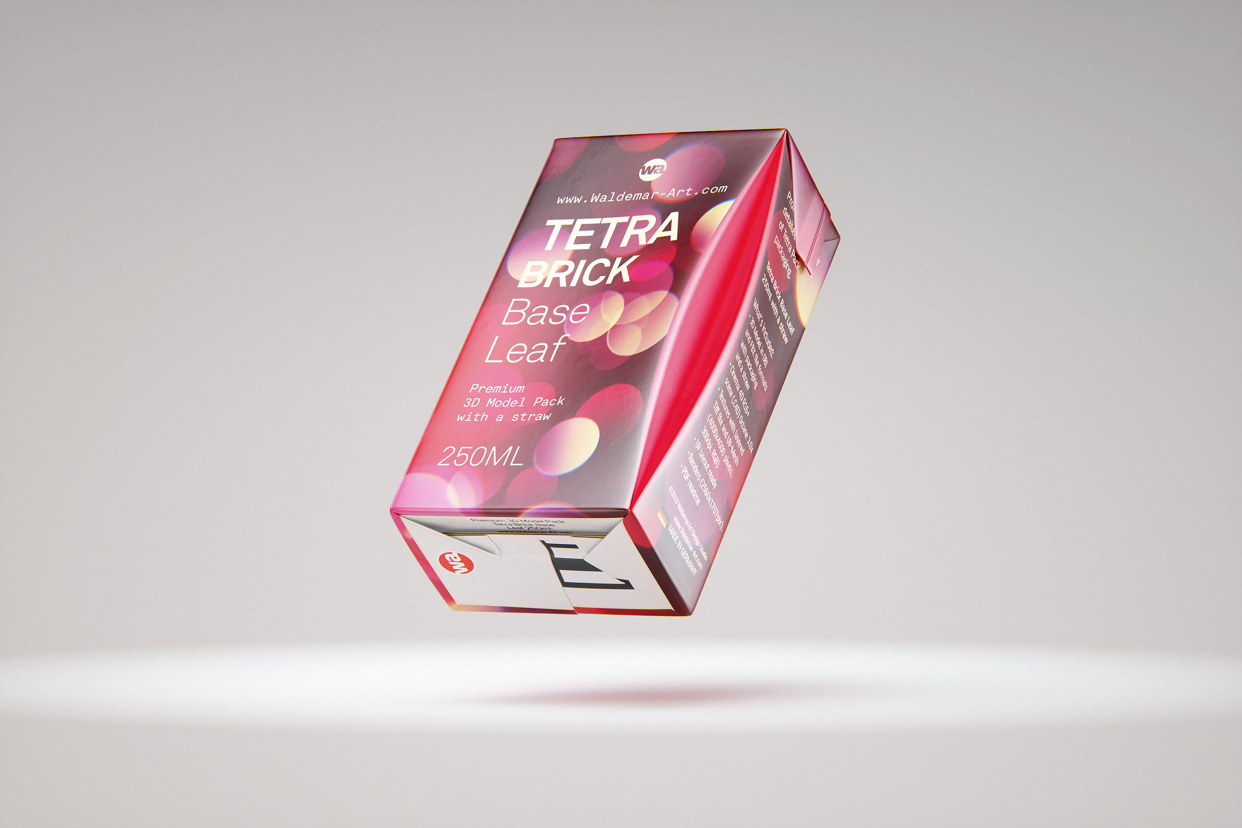 Tetra Brick Base Leaf 250ml with a Straw packaging 3d model pak