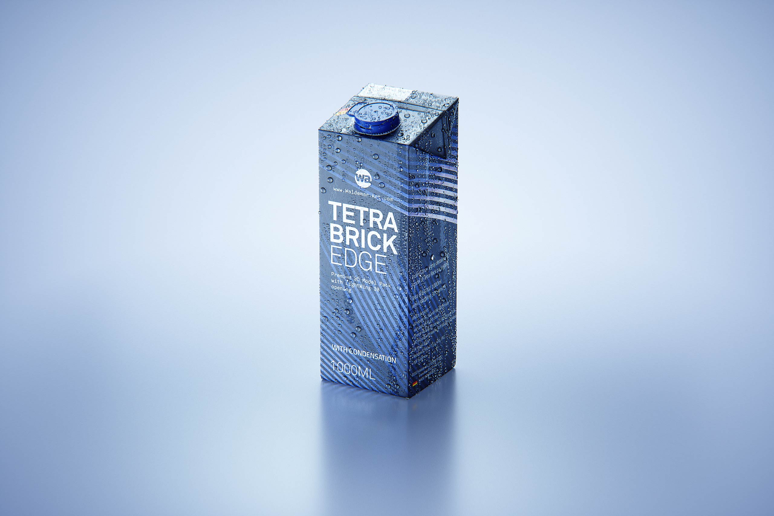 Tetra Brik Edge 1000ml with tethered cap LightWing30 and water condensation premium 3d model