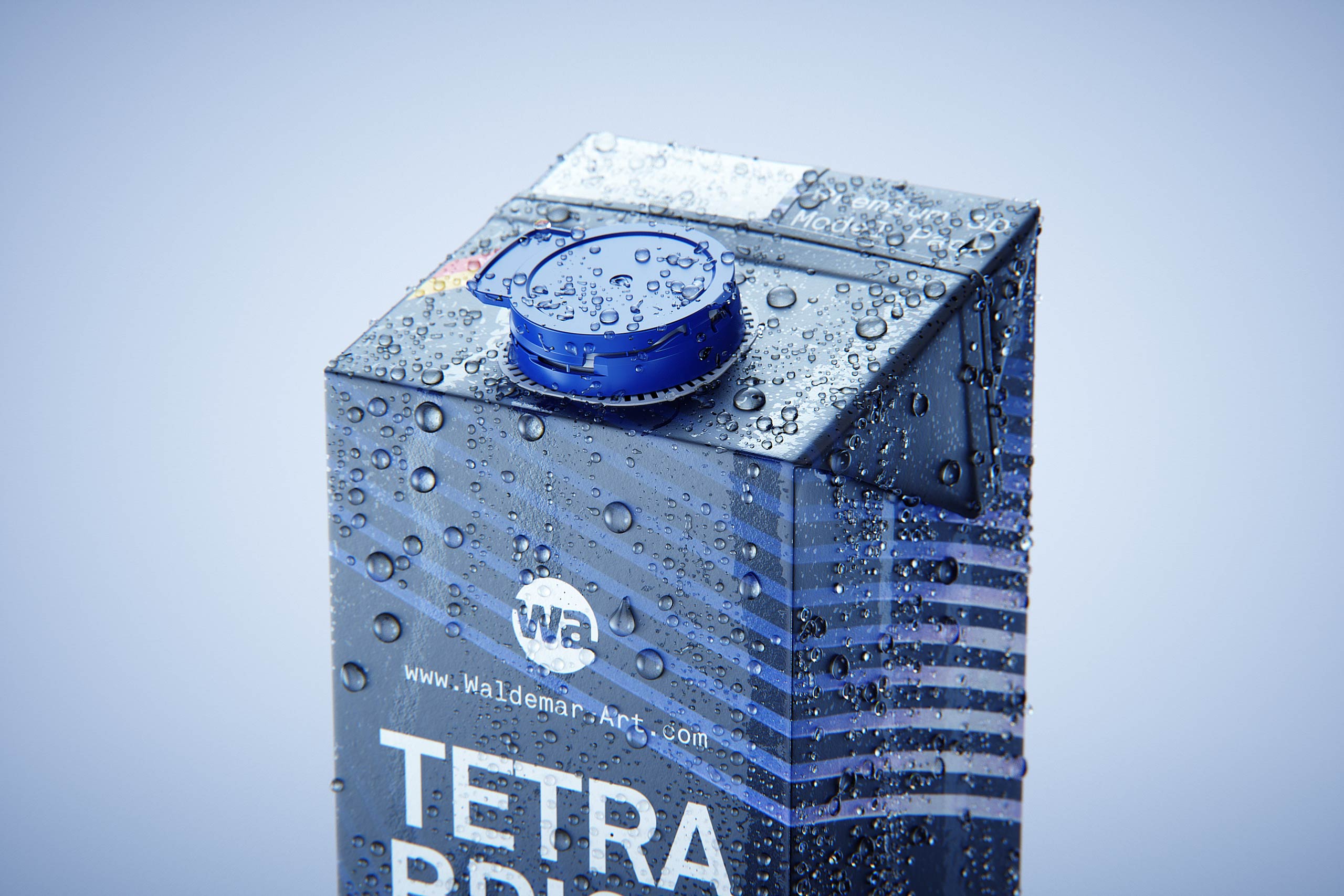 Tetra Brik Edge 1000ml with tethered cap LightWing30 and water condensation premium 3d model