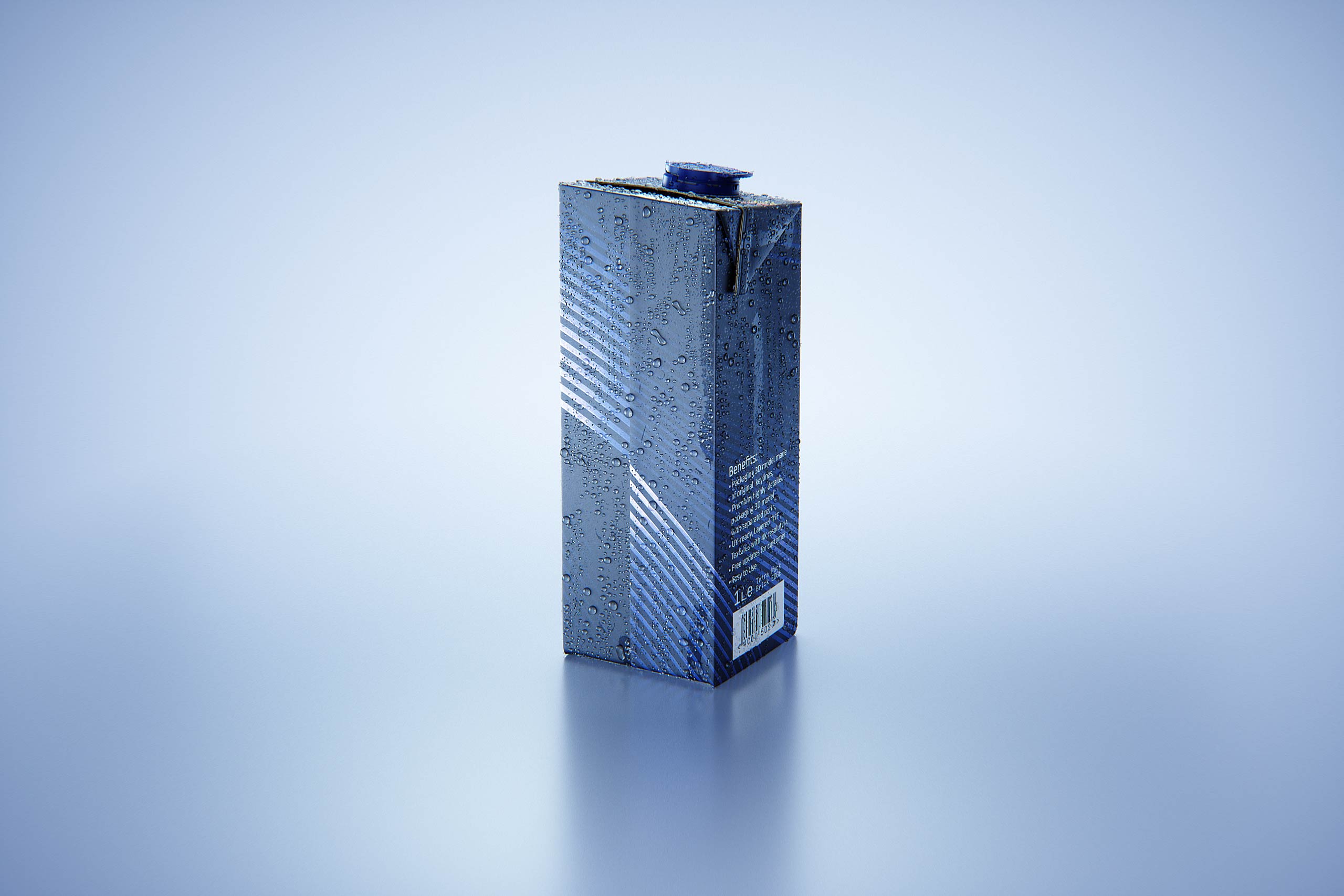 Tetra Brik Edge 1000ml with tethered cap LightWing30 and water condensation premium 3d model