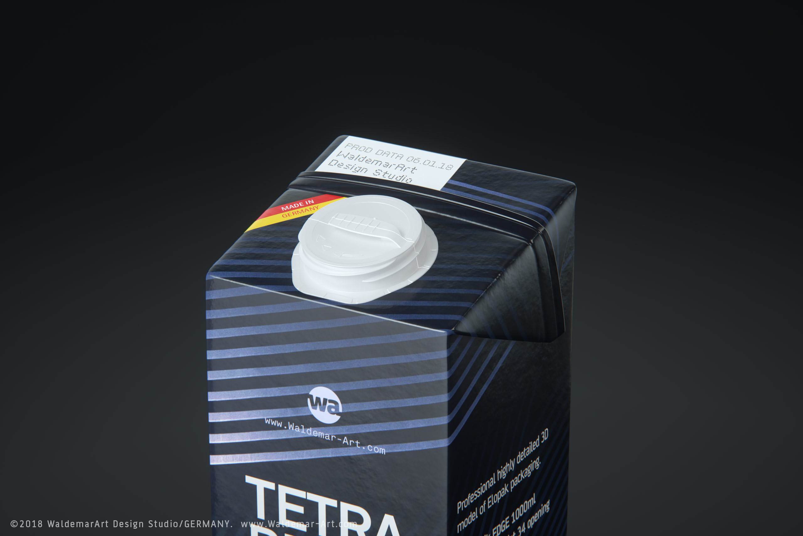 Tetra Pack Brick EDGE 1000ml Premium packaging 3D model pak with SimplyTwist34 closer