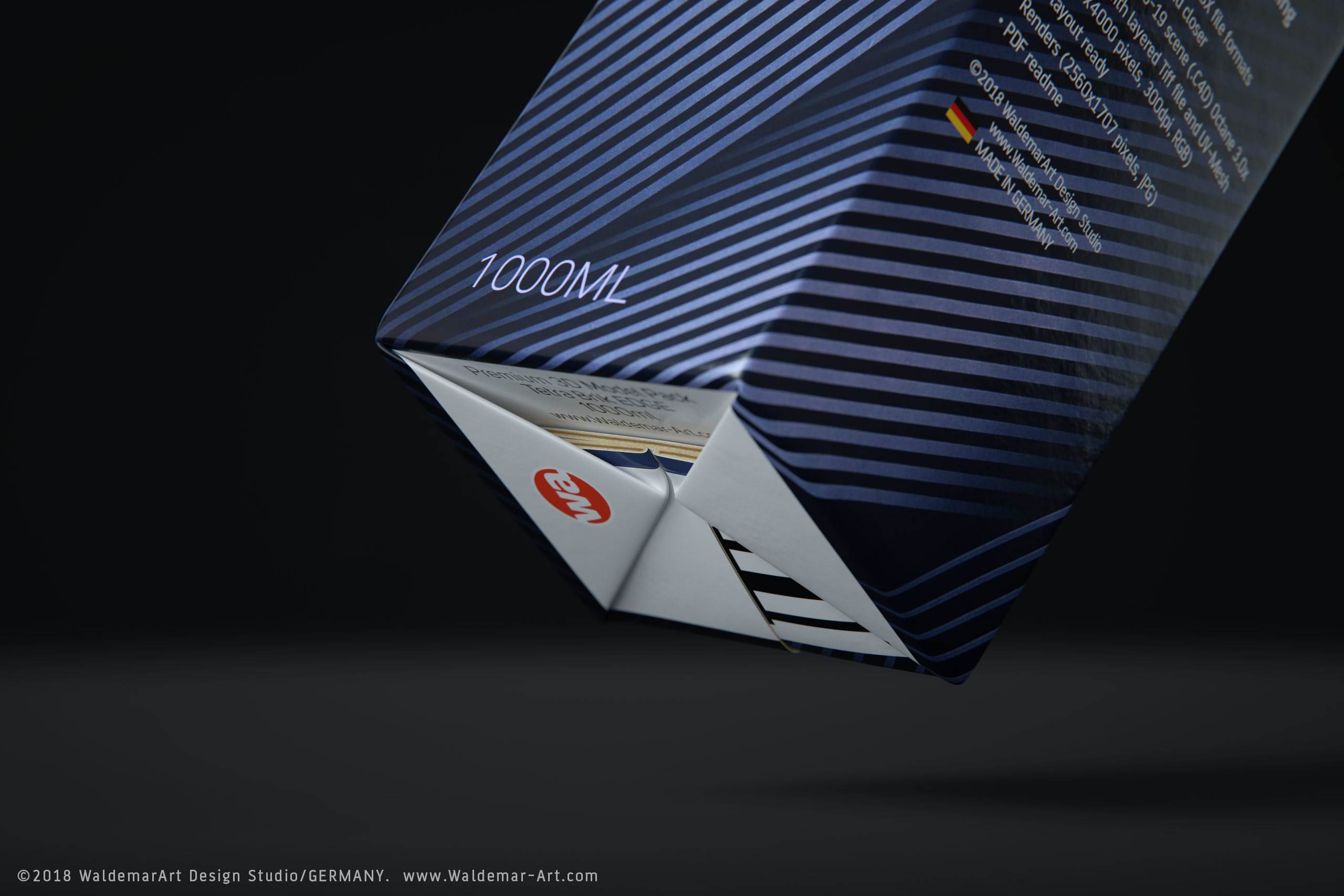 Tetra Pack Brick EDGE 1000ml Premium packaging 3D model pak with SimplyTwist34 closer