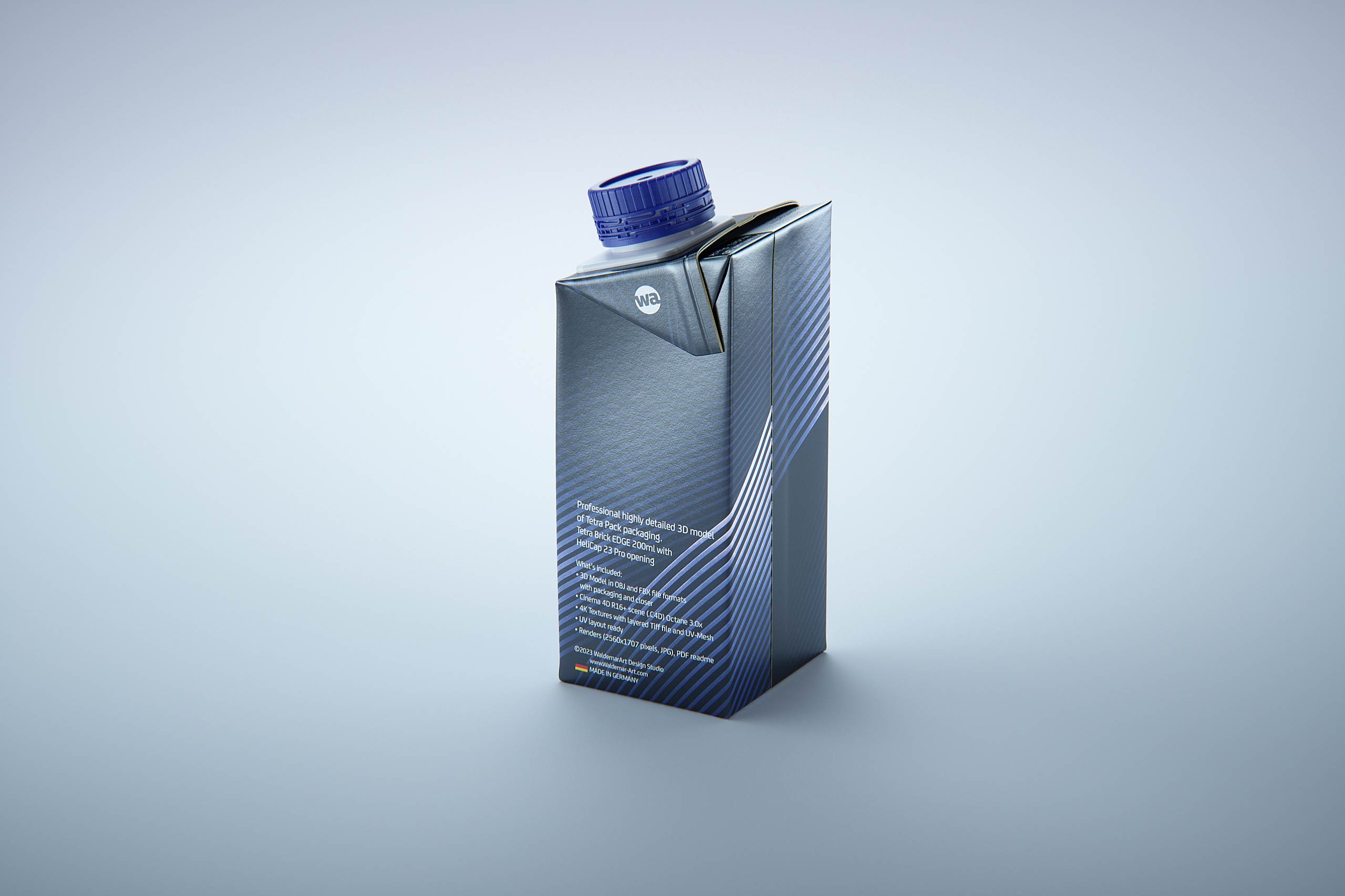 Tetra Brik EDGE 200ml with tethered cap HeliCap 23 Pro packaging 3d model