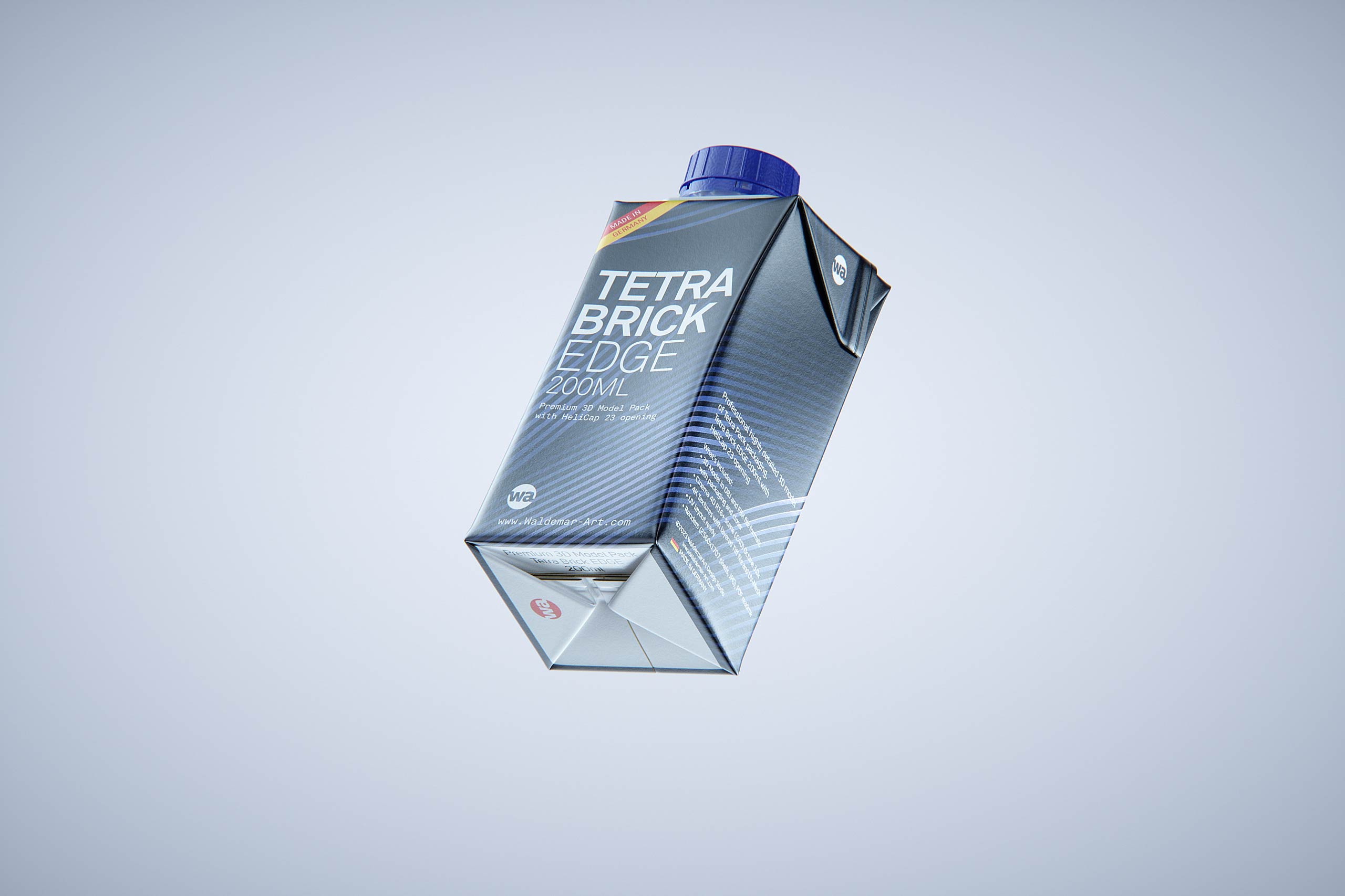 Tetra Pack Brick Edge 200ml 3D packaging model pak with HeliCap23 opening