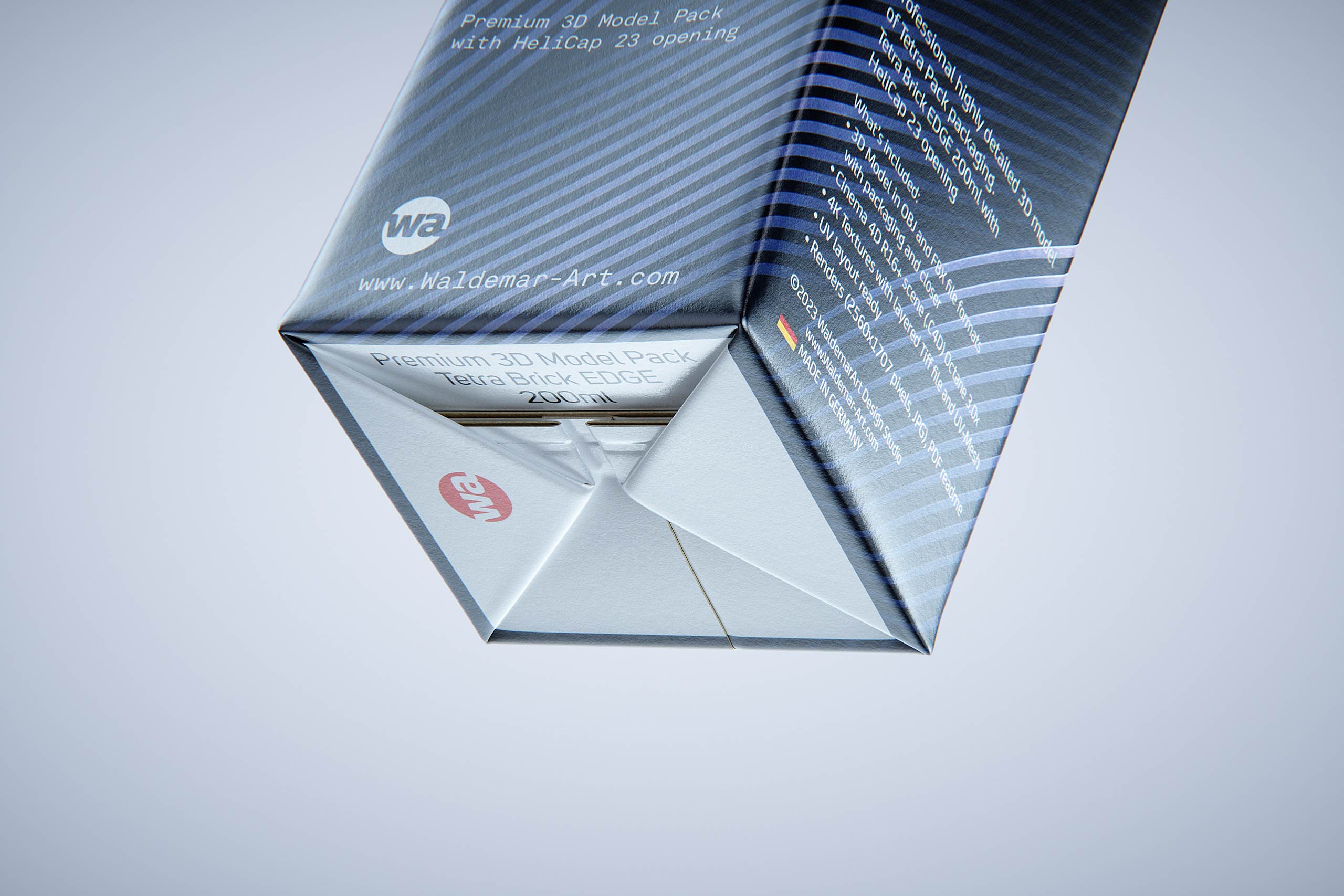 Tetra Pack Brick Edge 200ml 3D packaging model pak with HeliCap23 opening