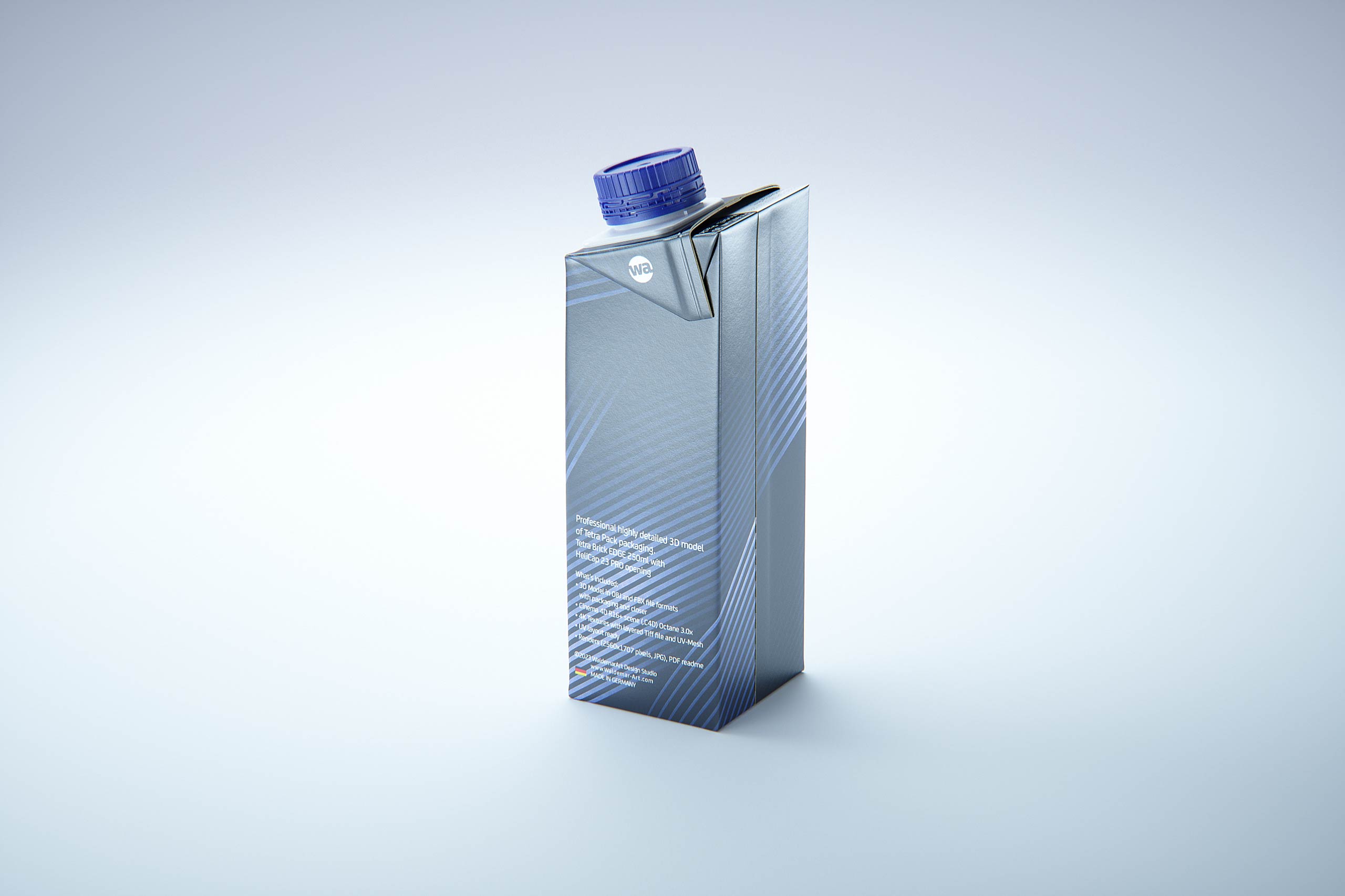 Tetra Pack Brik EDGE 250ml with tethered cap HeliCap 23 Pro packaging 3d model