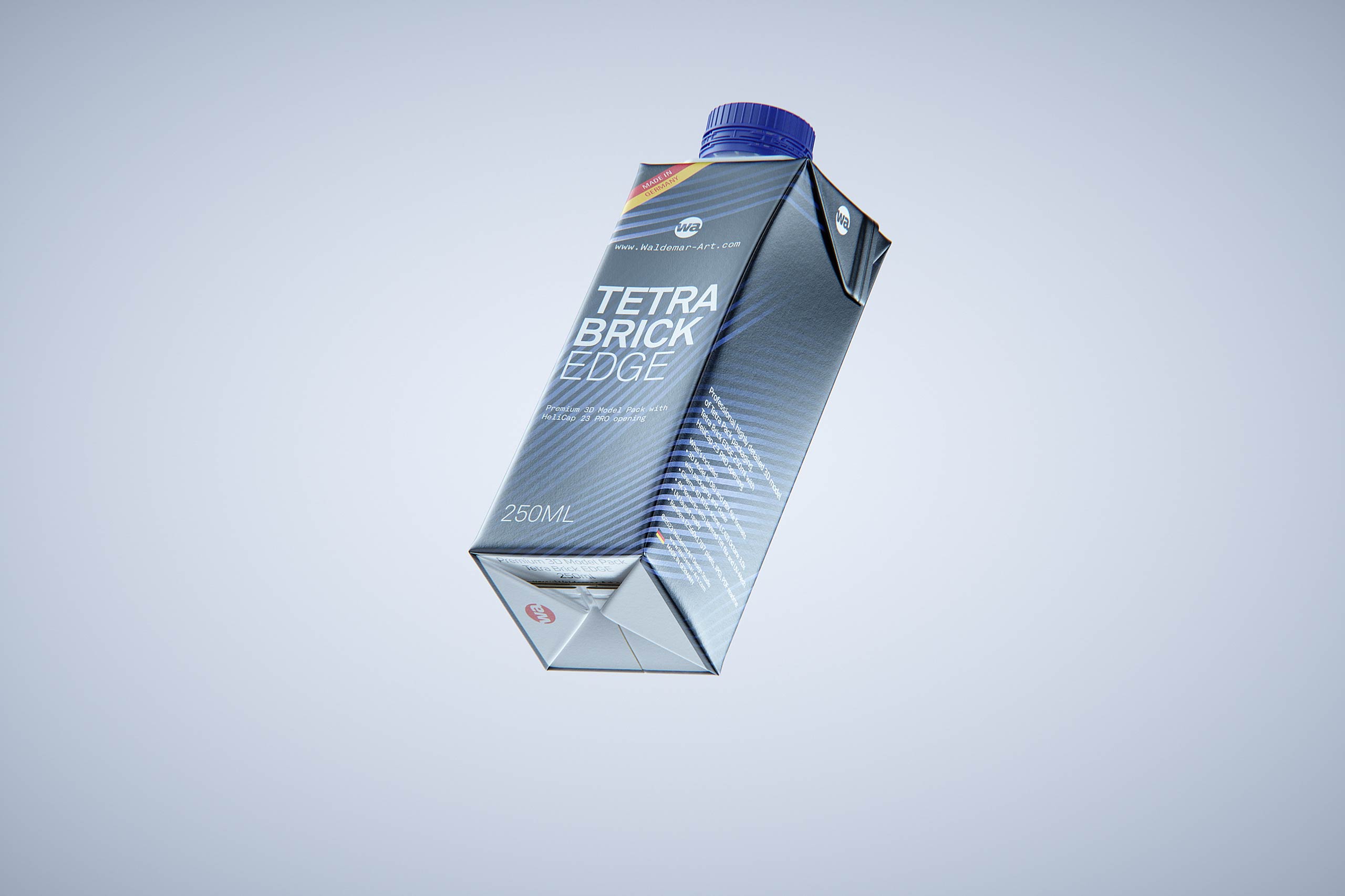 Tetra Pack Brik EDGE 250ml with tethered cap HeliCap 23 Pro packaging 3d model