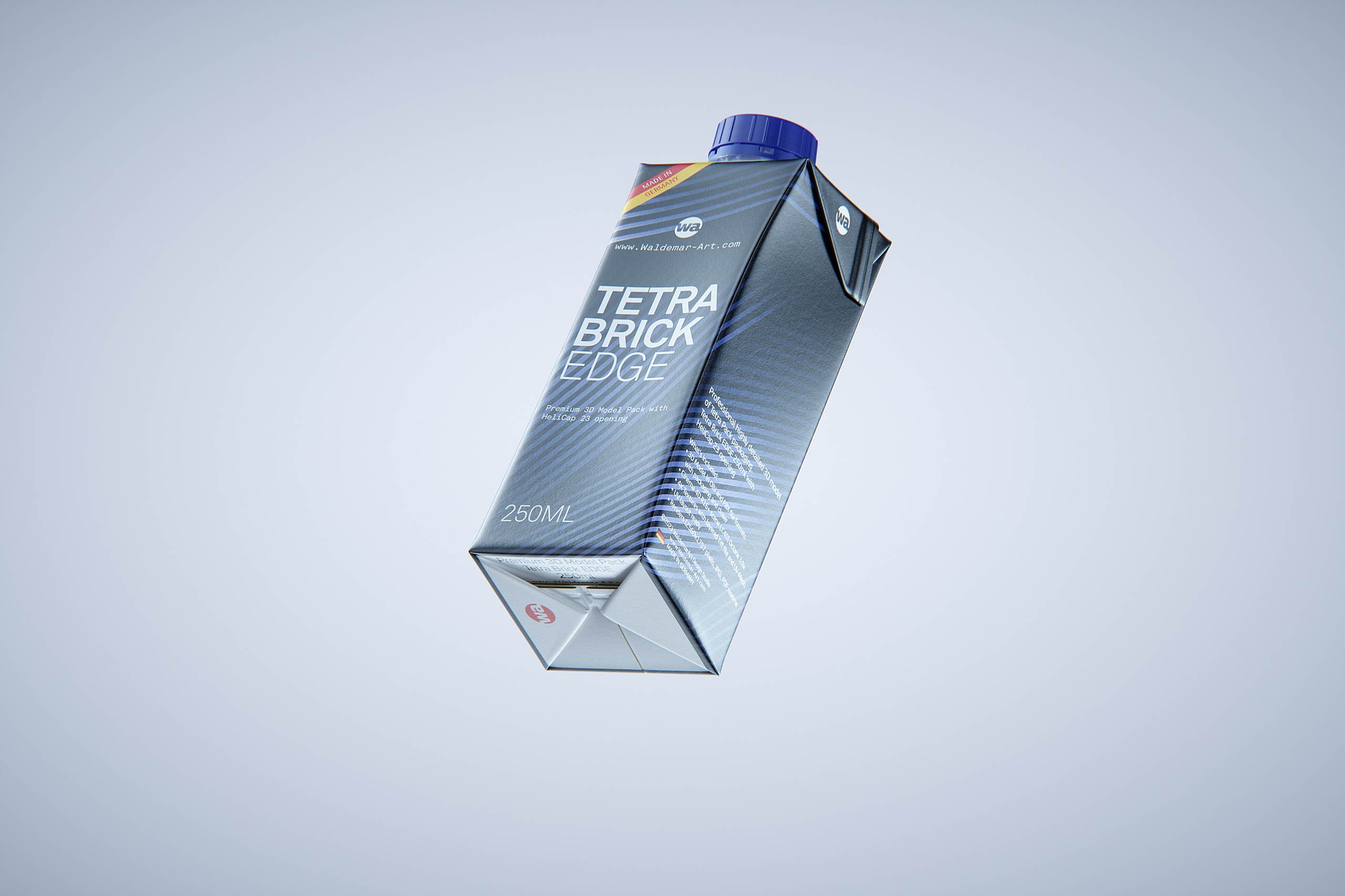 Tetra Pack Brick Edge 250ml 3D packaging model pak with HeliCap23 opening