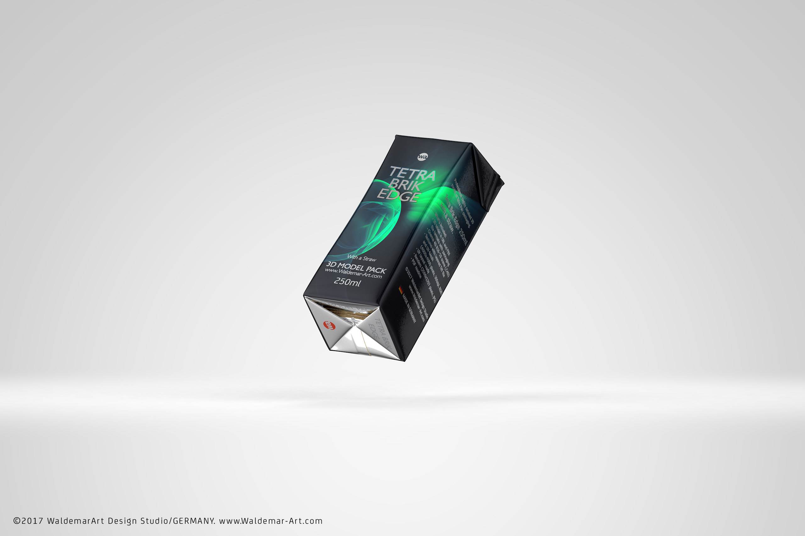 Tetra Pack Brick Edge 250ml with a straw carton packaging 3d model pak