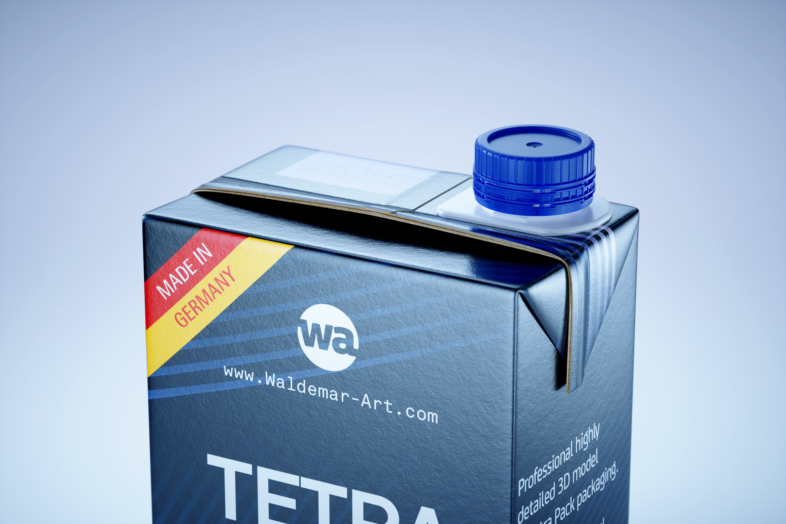 Tetra Brick MID 1000ml with HeliCap23 Pro premium carton milk packaging 3D model