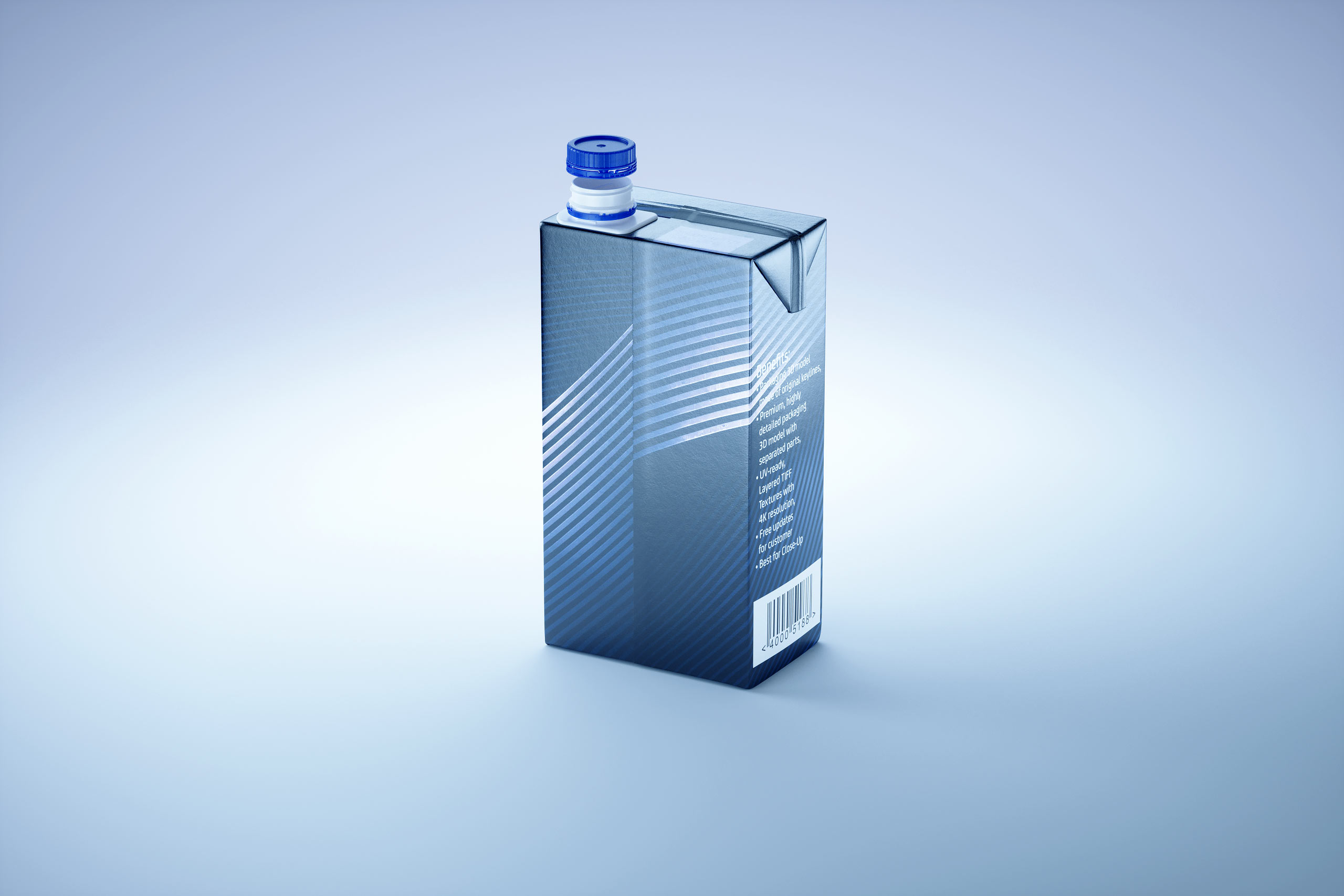 Tetra Brick MID 1000ml with HeliCap23 Pro premium carton milk packaging 3D model