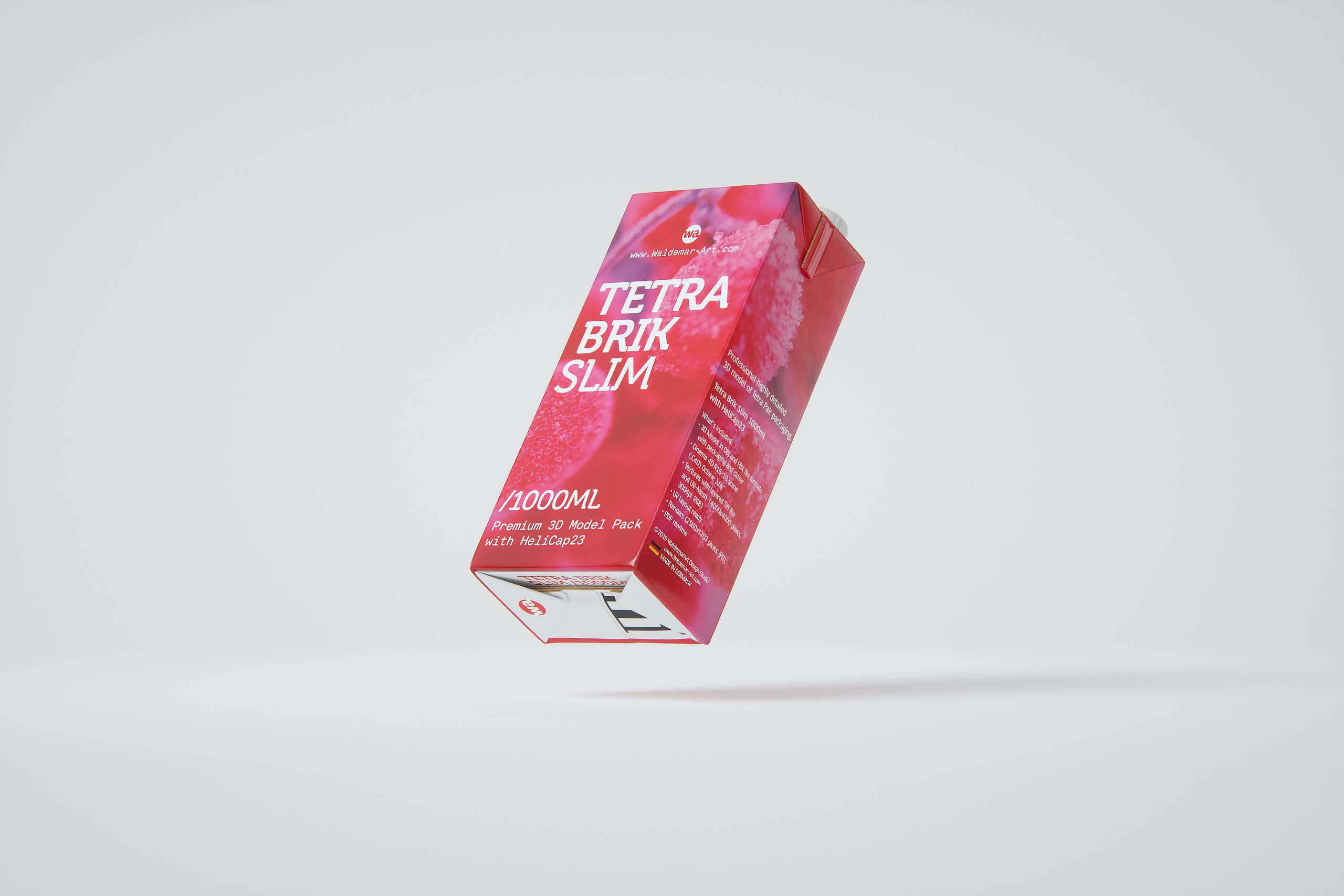 Tetra Pack Brik Slim 1000ml with Helicap23 Premium packaging 3D model pak