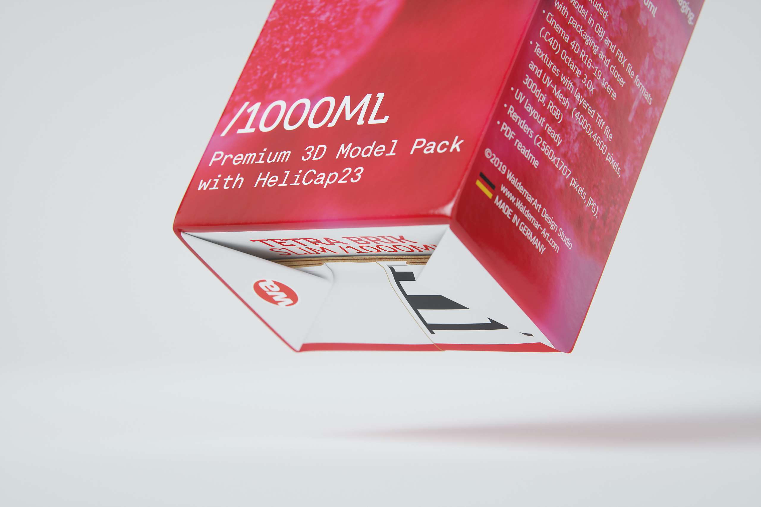 Tetra Pack Brik Slim 1000ml with Helicap23 Premium packaging 3D model pak