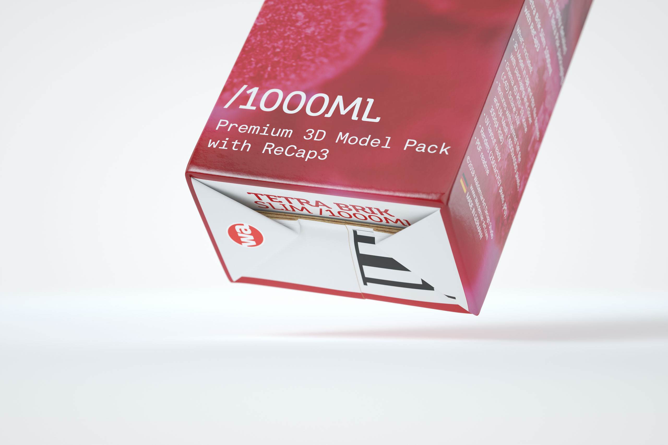 Tetra Pack Brick Slim 1000ml with ReCap3 packaging 3D model pak