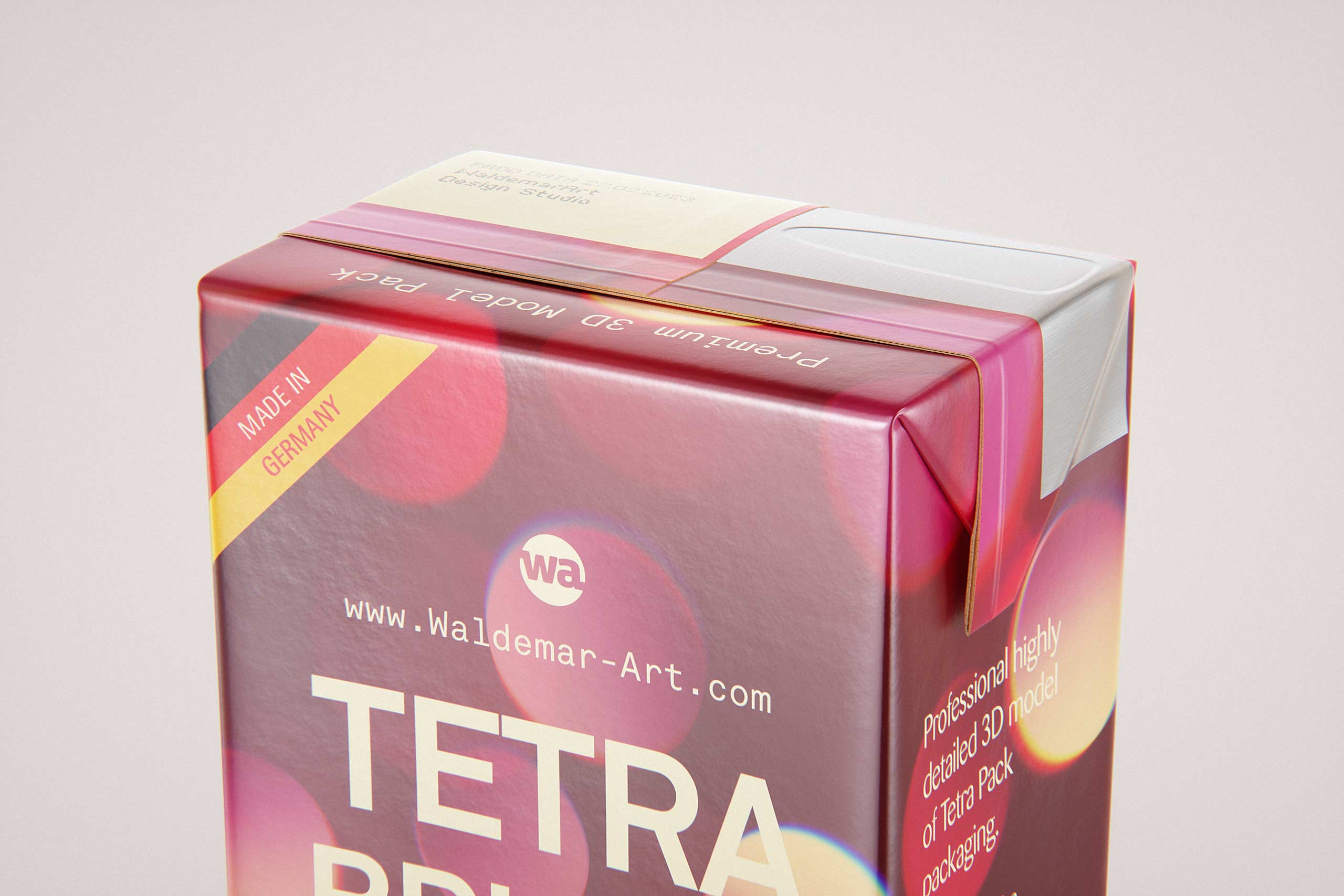 Tetra Pack Brick Slim 125ml with Pull Tab and a packaged straw packaging 3d model pak
