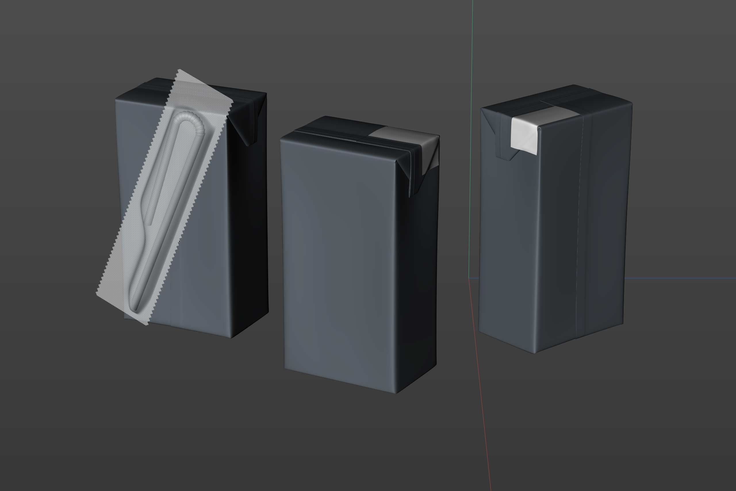 Tetra Pack Brick Slim 125ml with Pull Tab and a packaged straw packaging 3d model pak