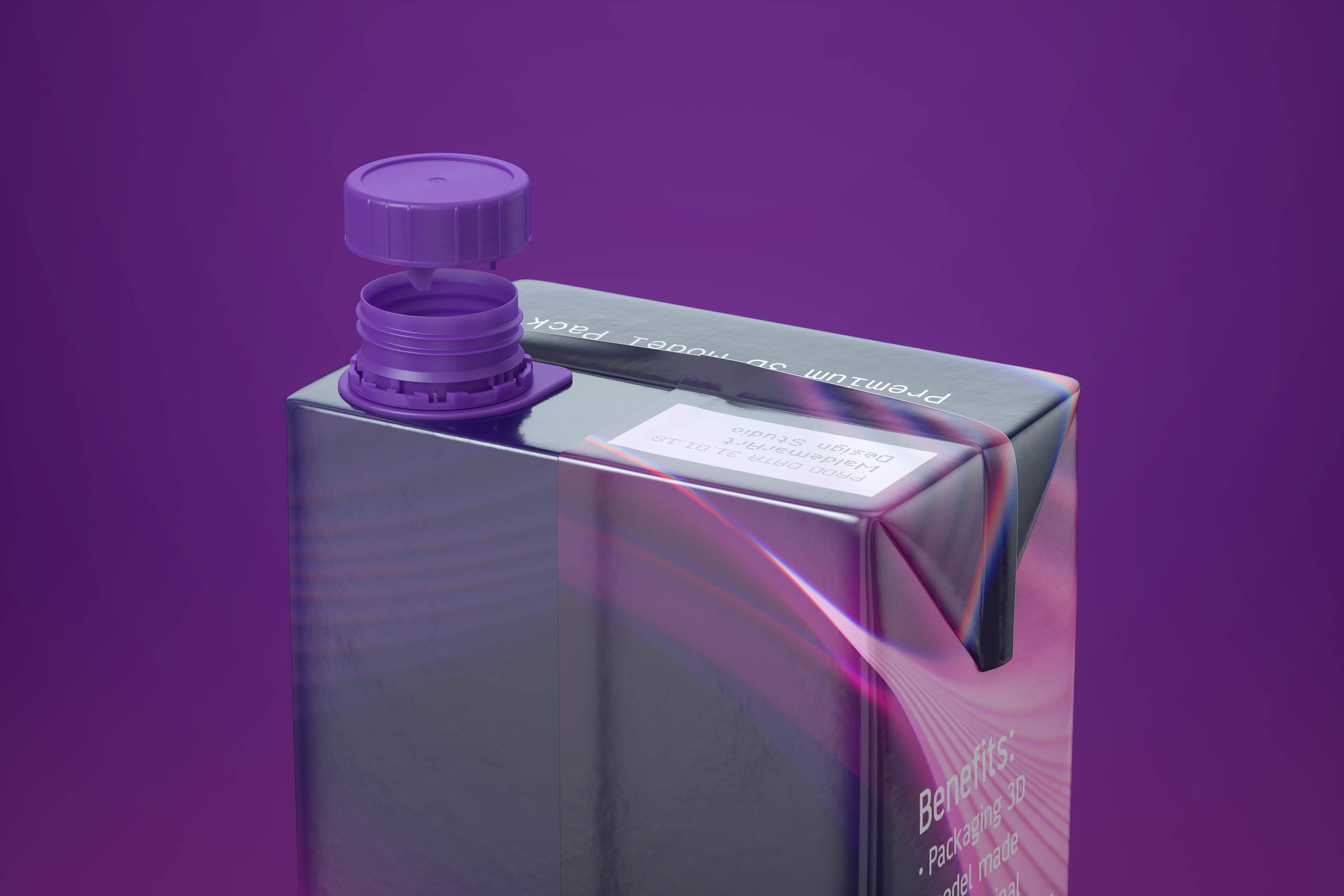 Tetra Pack Brick Slim 2000ml Premium packaging 3D model pak with HeliCap 27 closure