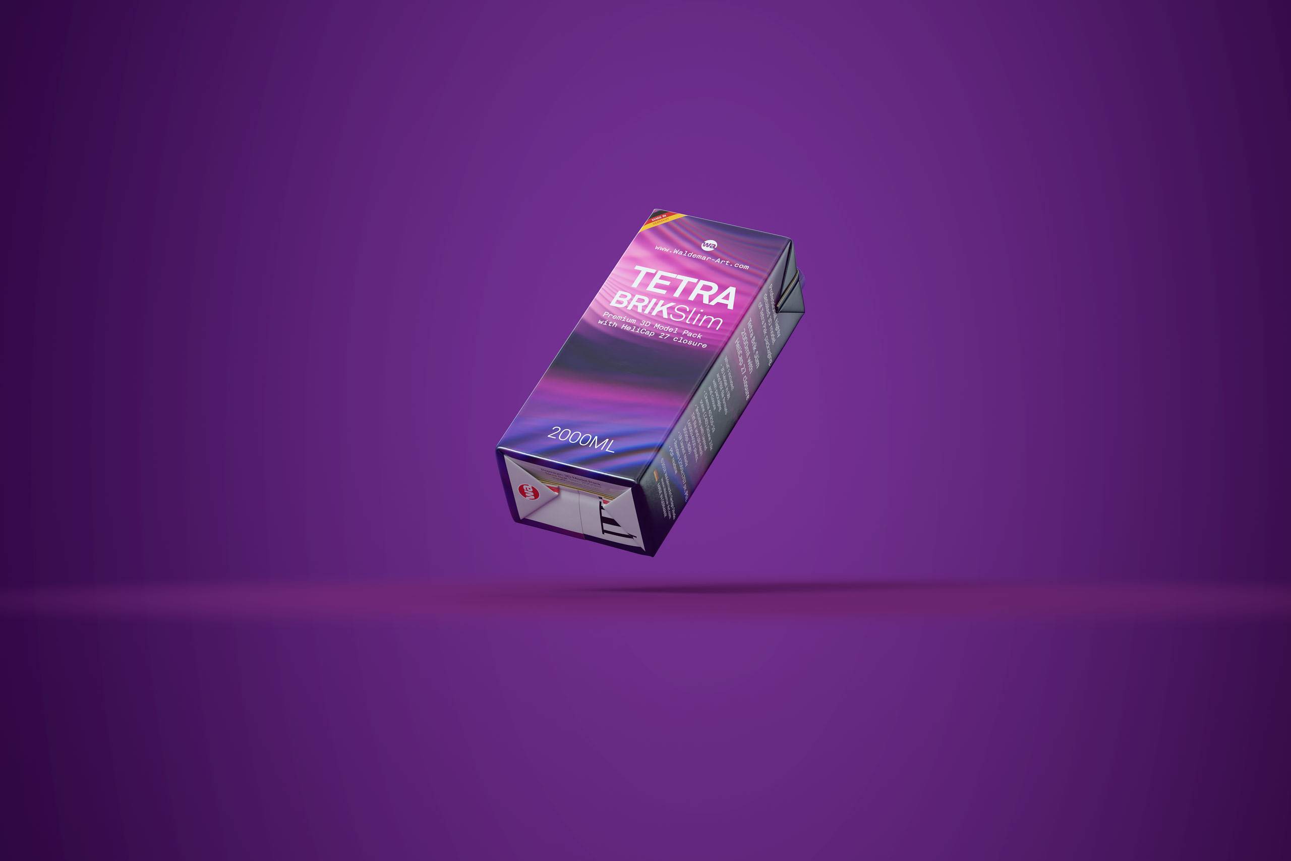 Tetra Pack Brick Slim 2000ml Premium packaging 3D model pak with HeliCap 27 closure