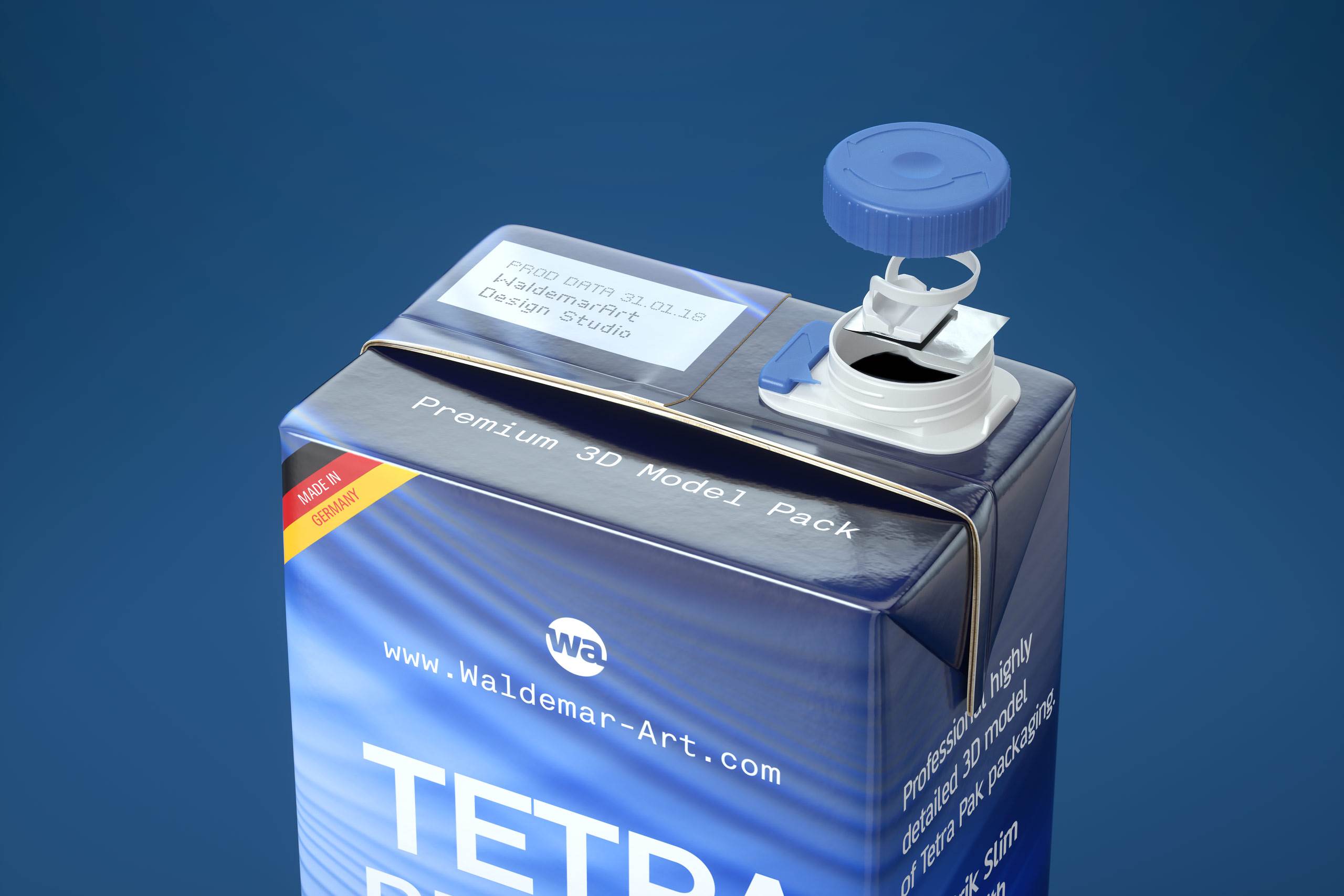 Tetra Pack Brick Slim 2000ml Premium packaging 3D model pak with SlimCap closure