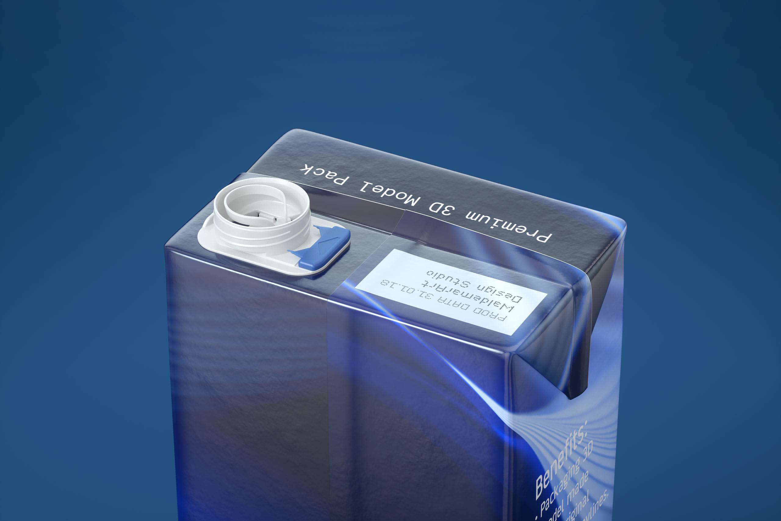 Tetra Pack Brick Slim 2000ml Premium packaging 3D model pak with SlimCap closure