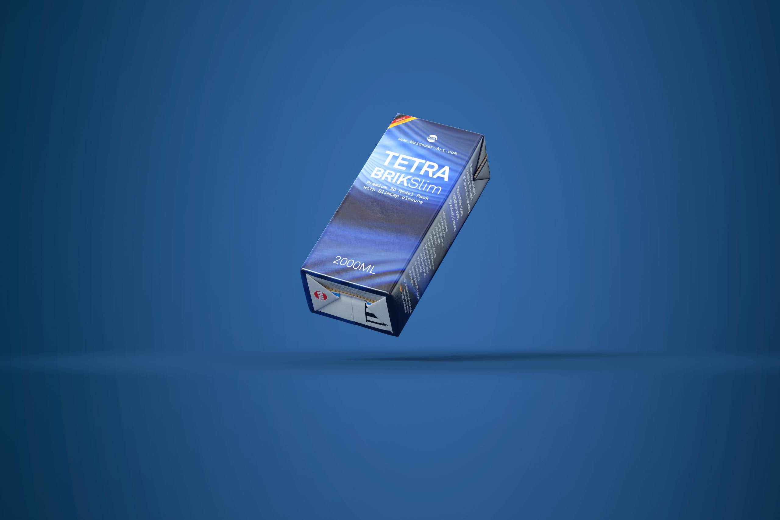 Tetra Pack Brick Slim 2000ml Premium packaging 3D model pak with SlimCap closure
