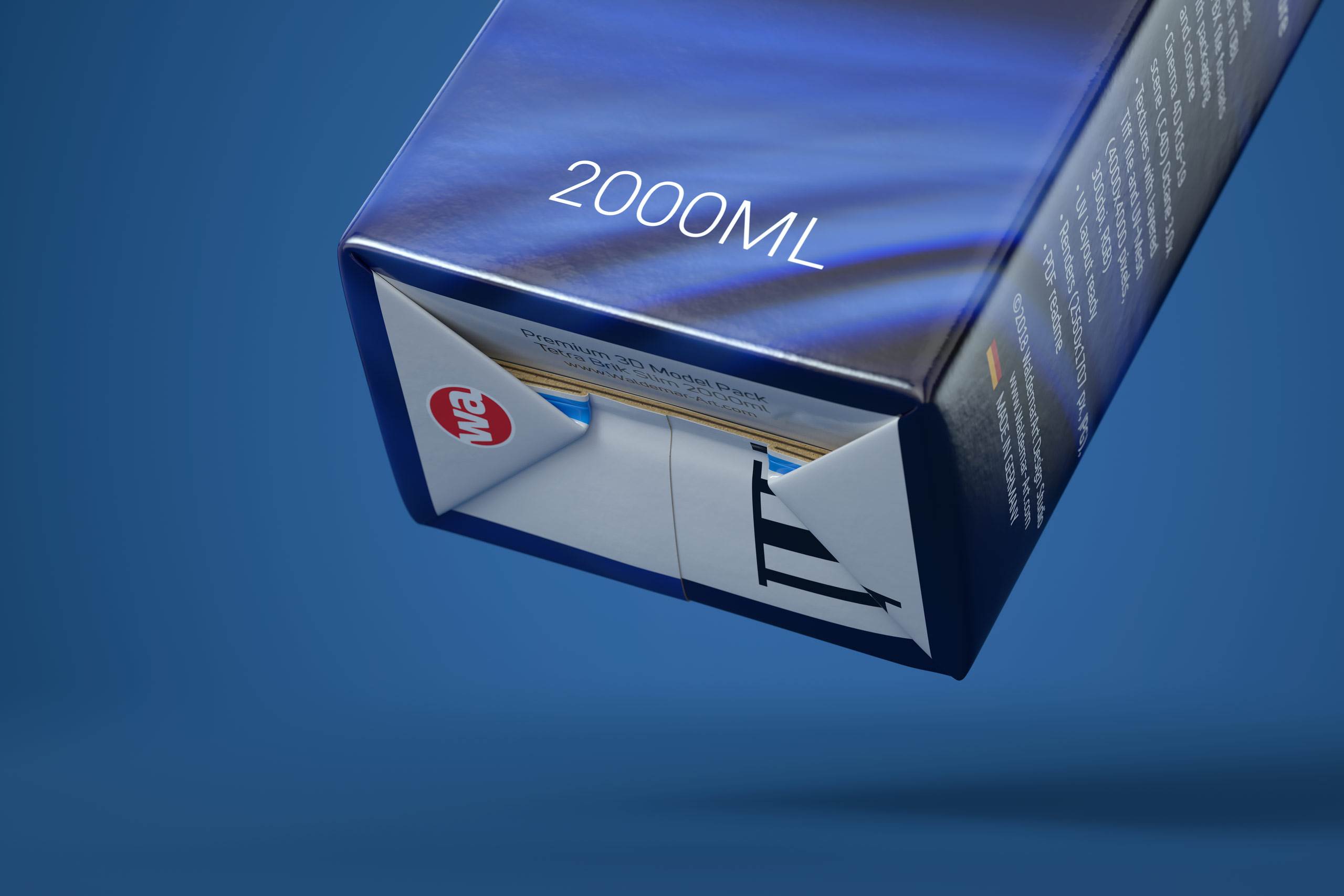 Tetra Pack Brick Slim 2000ml Premium packaging 3D model pak with SlimCap closure