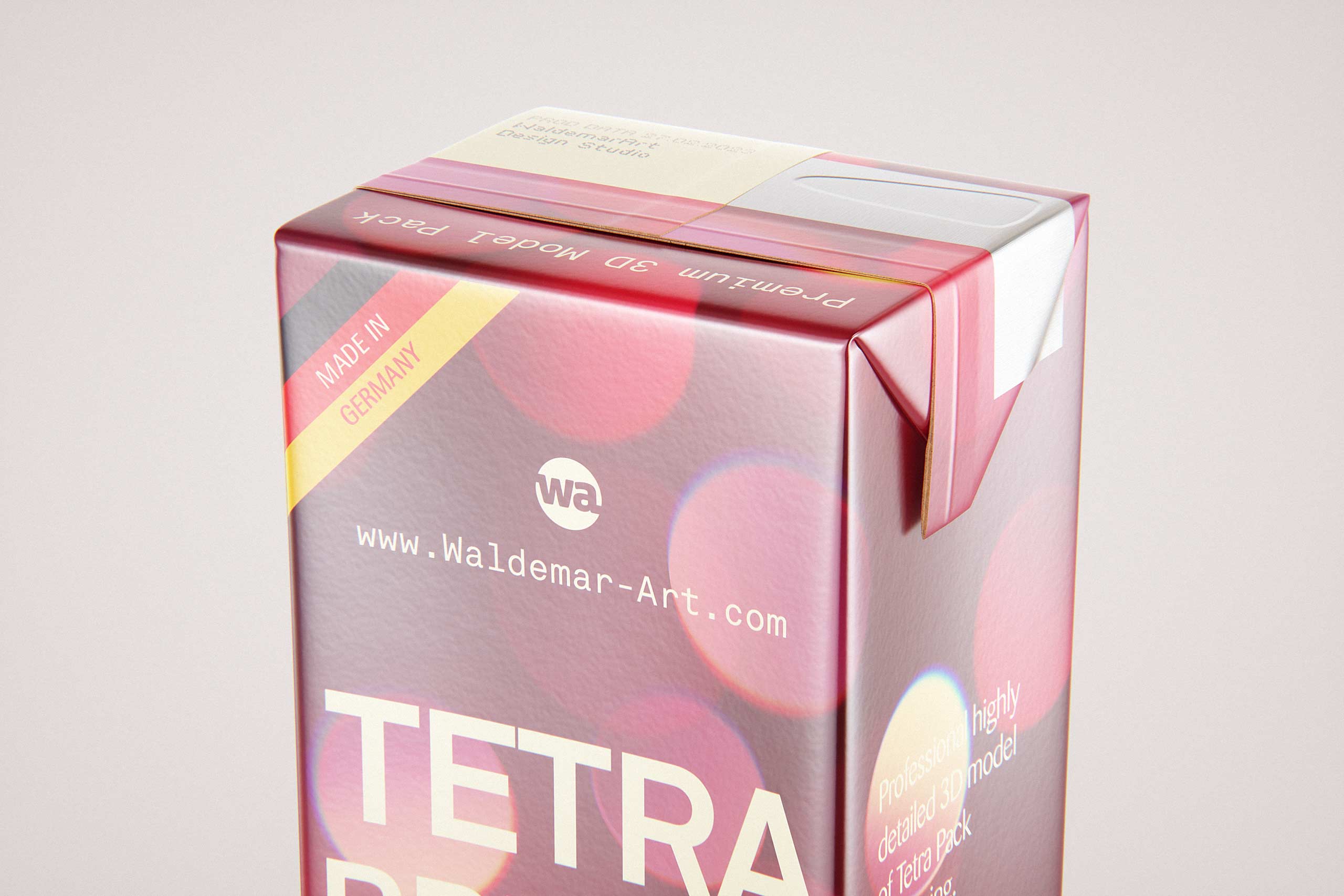 Tetra Pack Brick Slim 200ml with Pull Tab and a packaged straw package 3d model pak