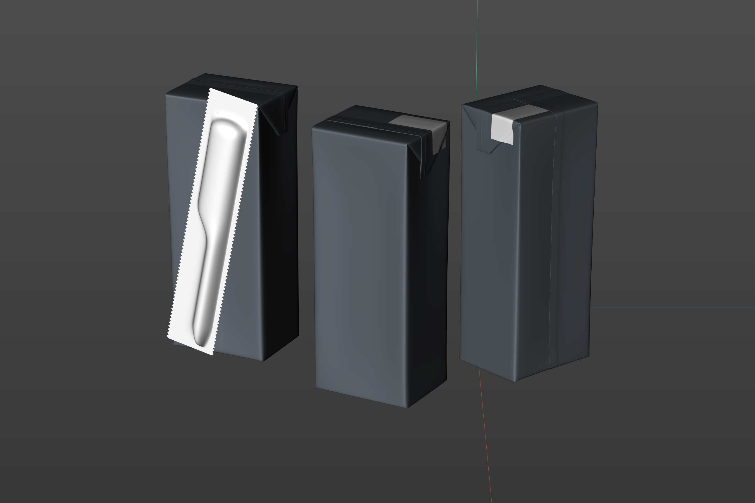 Tetra Pack Brick Slim 200ml with Pull Tab and a packaged straw package 3d model pak