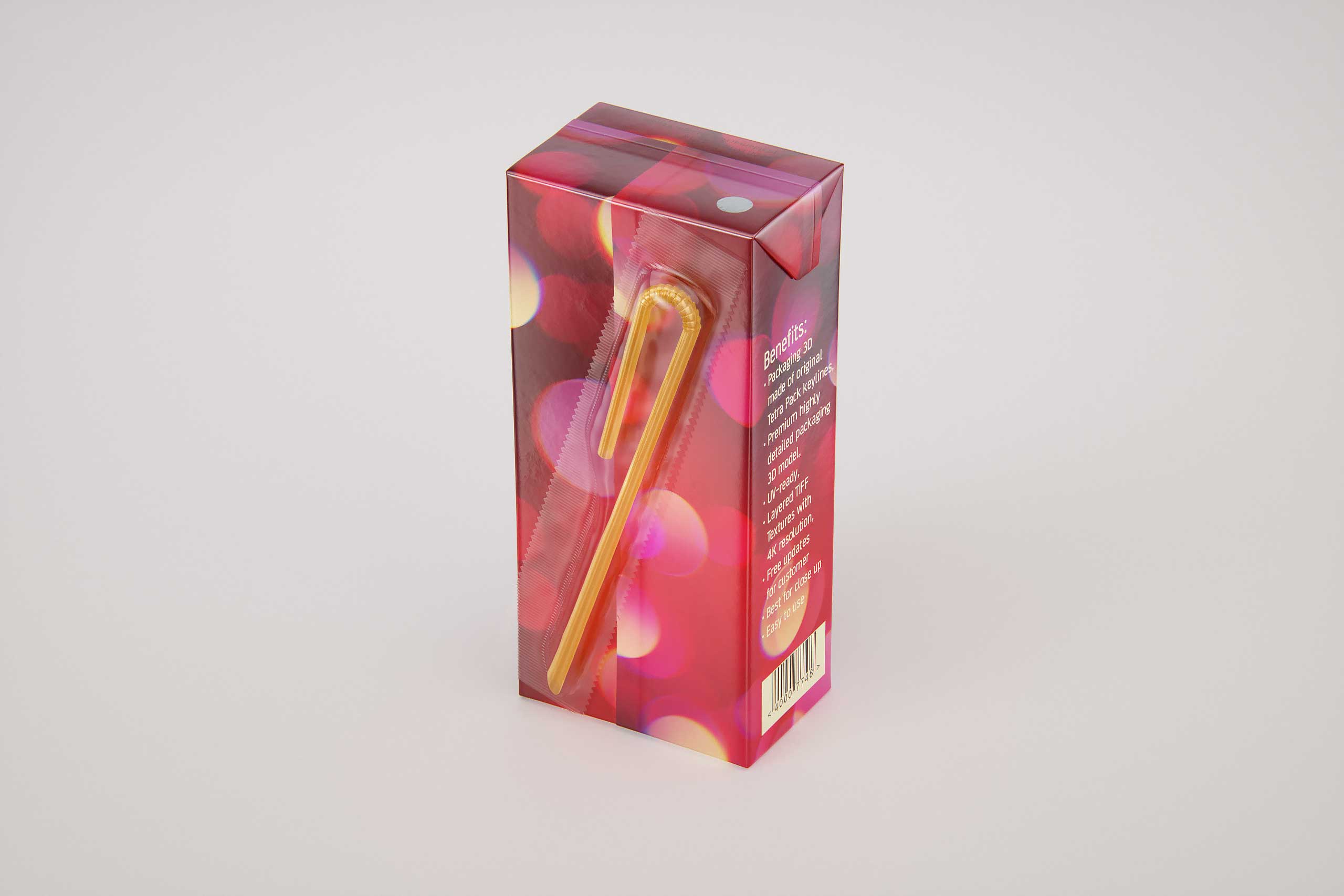 Tetra Pack Brick Slim 330ml with a Straw and Pull Tab packaging 3D model pak