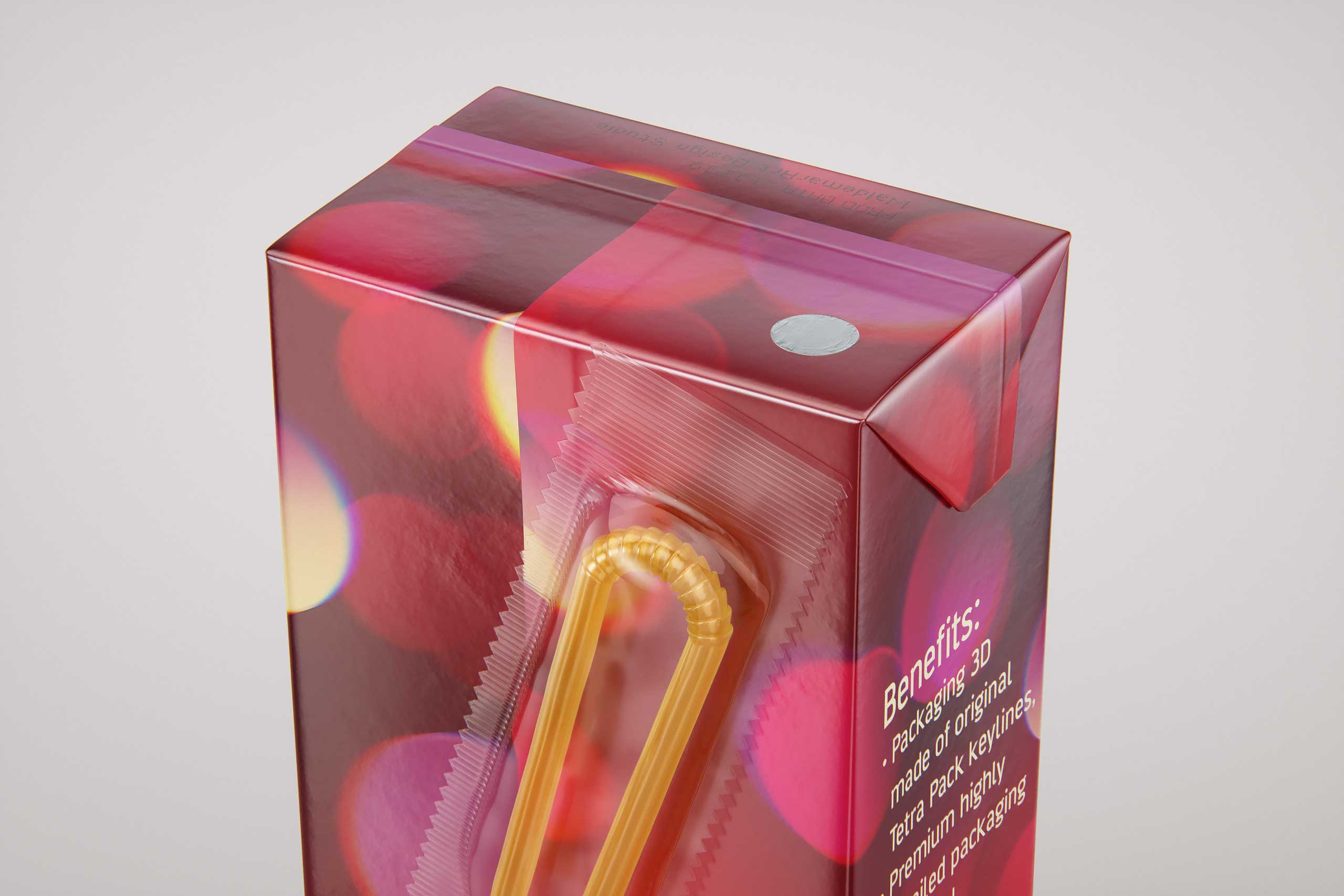 Tetra Pack Brick Slim 330ml with a Straw and Pull Tab packaging 3D model pak