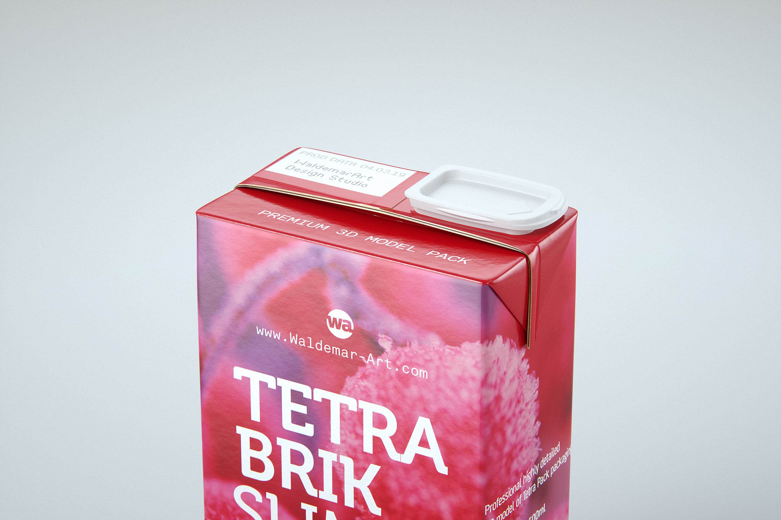 Tetra Pack Brik Slim 500ml with ReCap2 Premium package 3D model pak