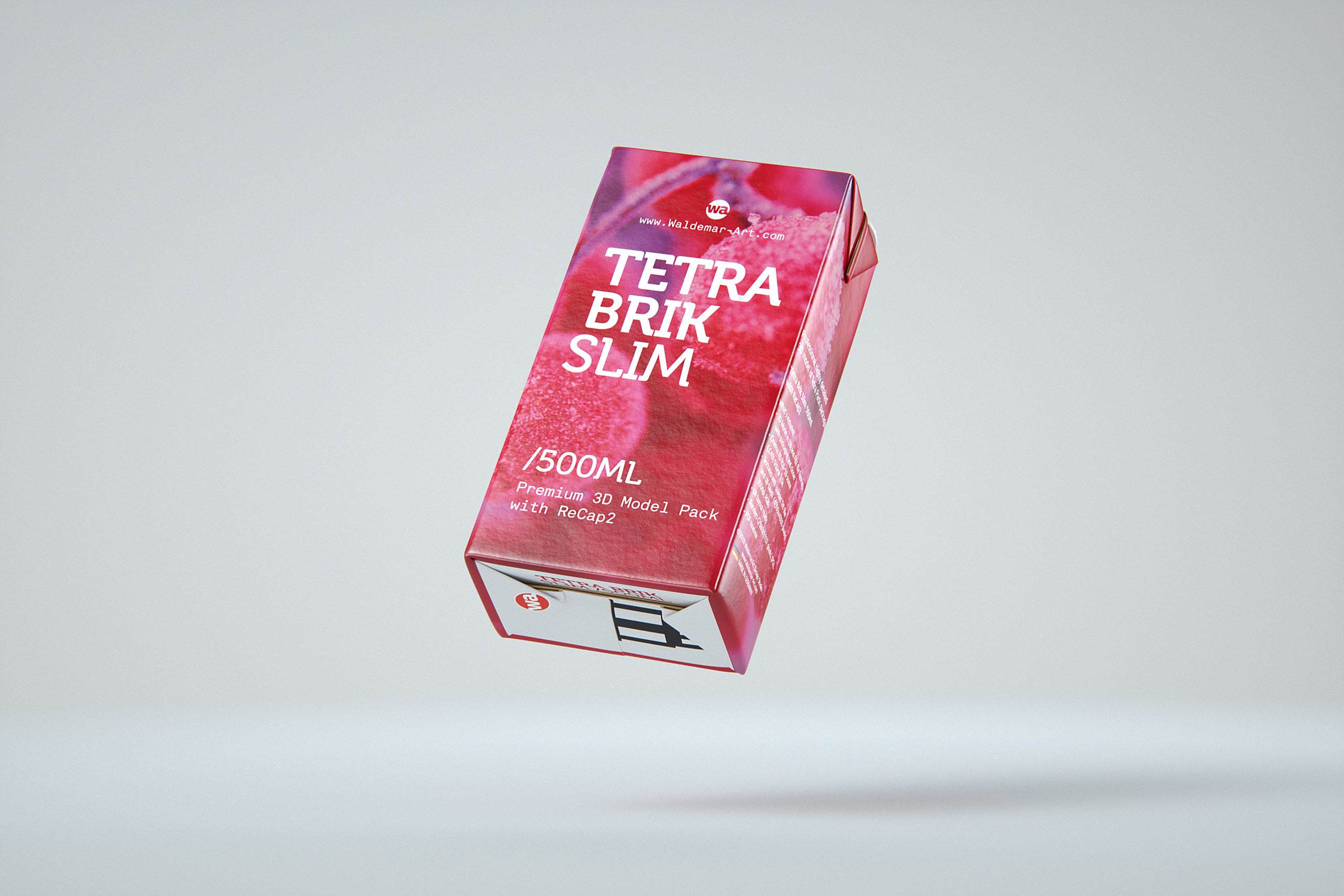Tetra Pack Brik Slim 500ml with ReCap2 Premium package 3D model pak