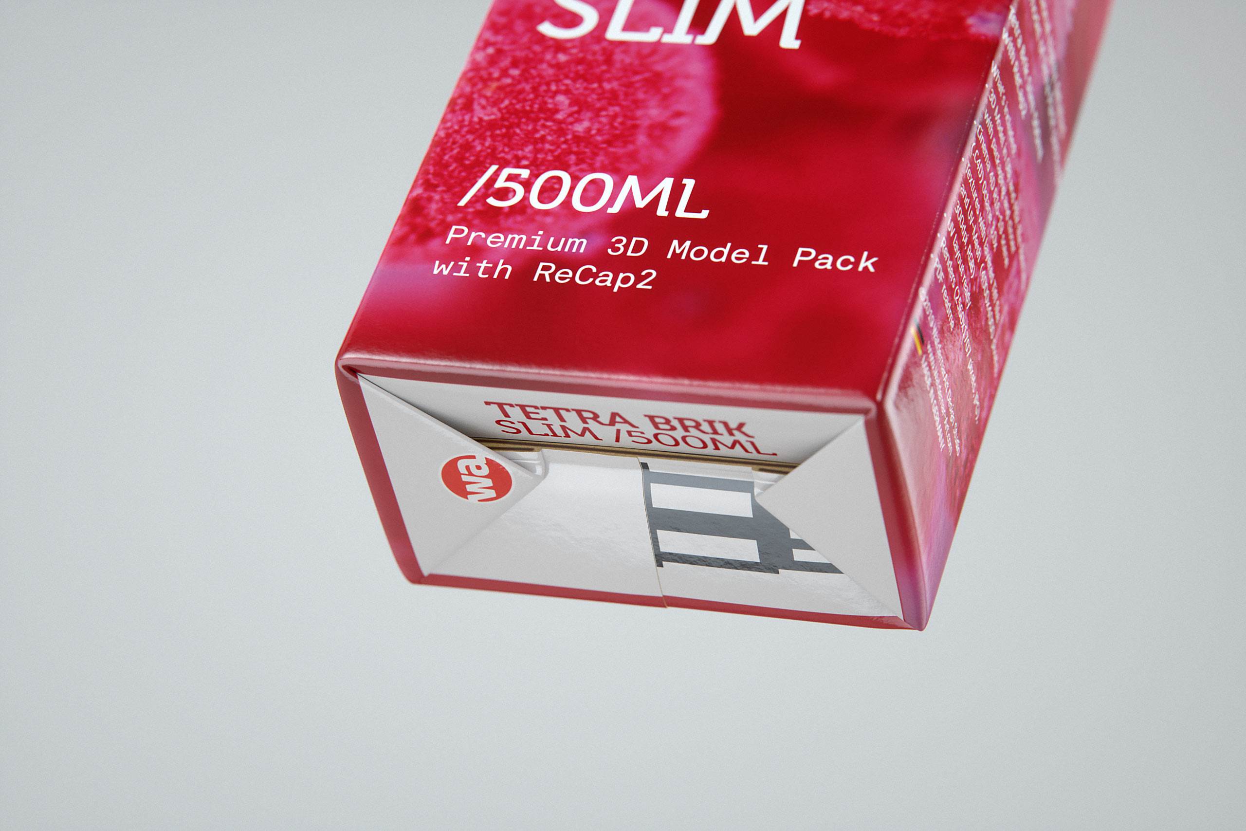 Tetra Pack Brik Slim 500ml with ReCap2 Premium package 3D model pak