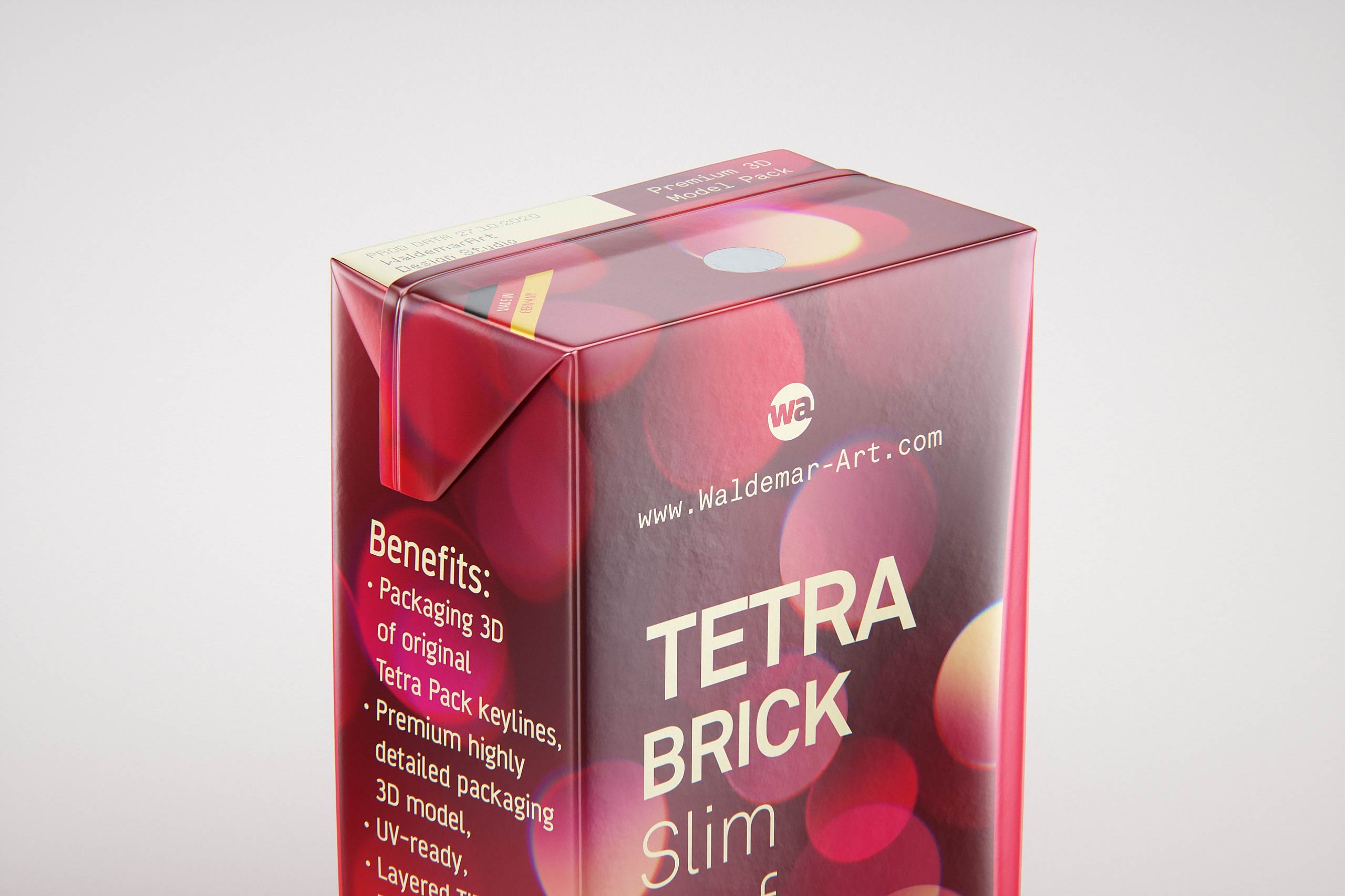 Tetra Pack Brick Slim Leaf 125ml with a Straw packaging 3D model pak
