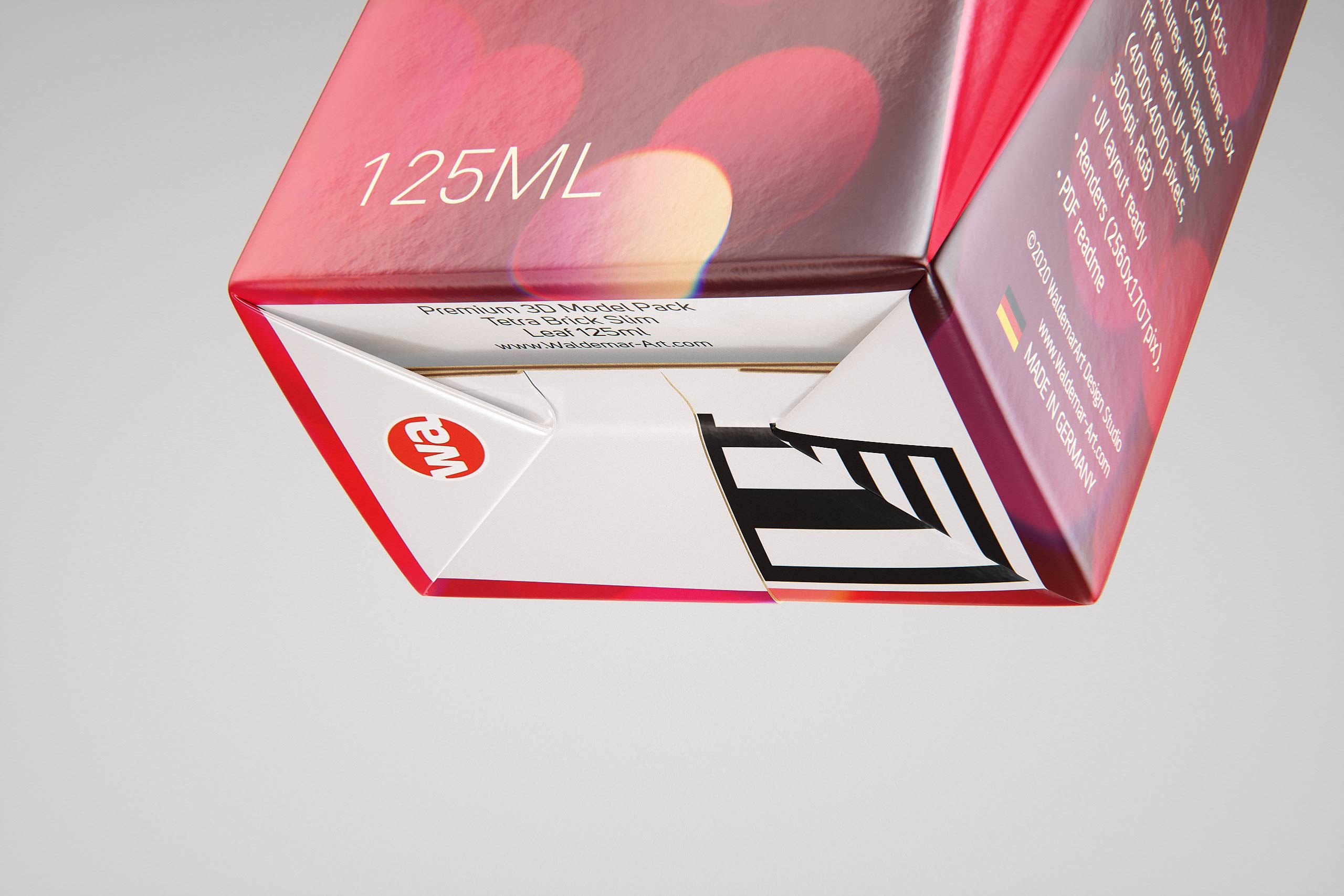 Tetra Pack Brick Slim Leaf 125ml with a Straw packaging 3D model pak