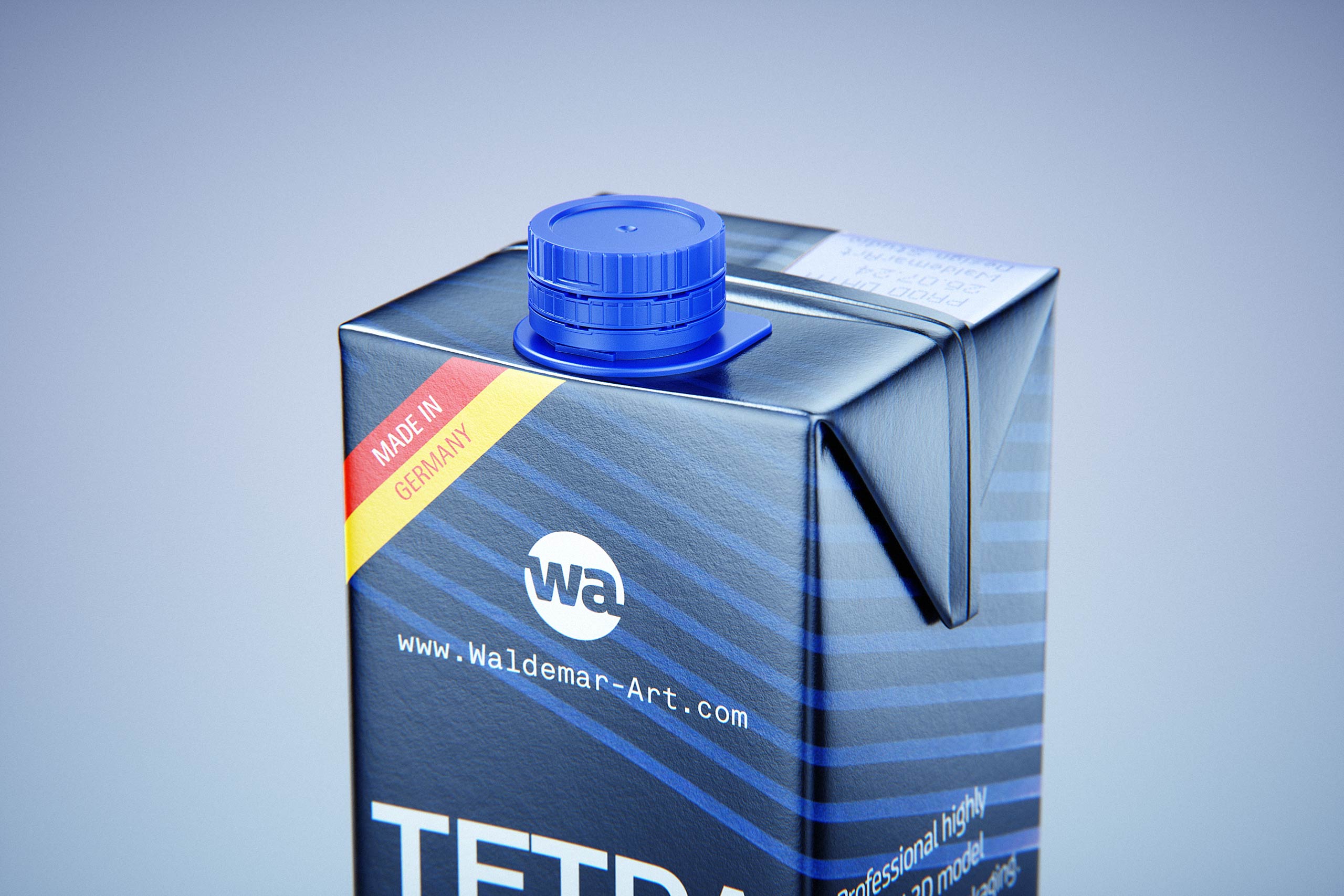 Tetra Pack Brik Square 1000ml packaging with tethered cap HeliCap26 Pro premium 3d model
