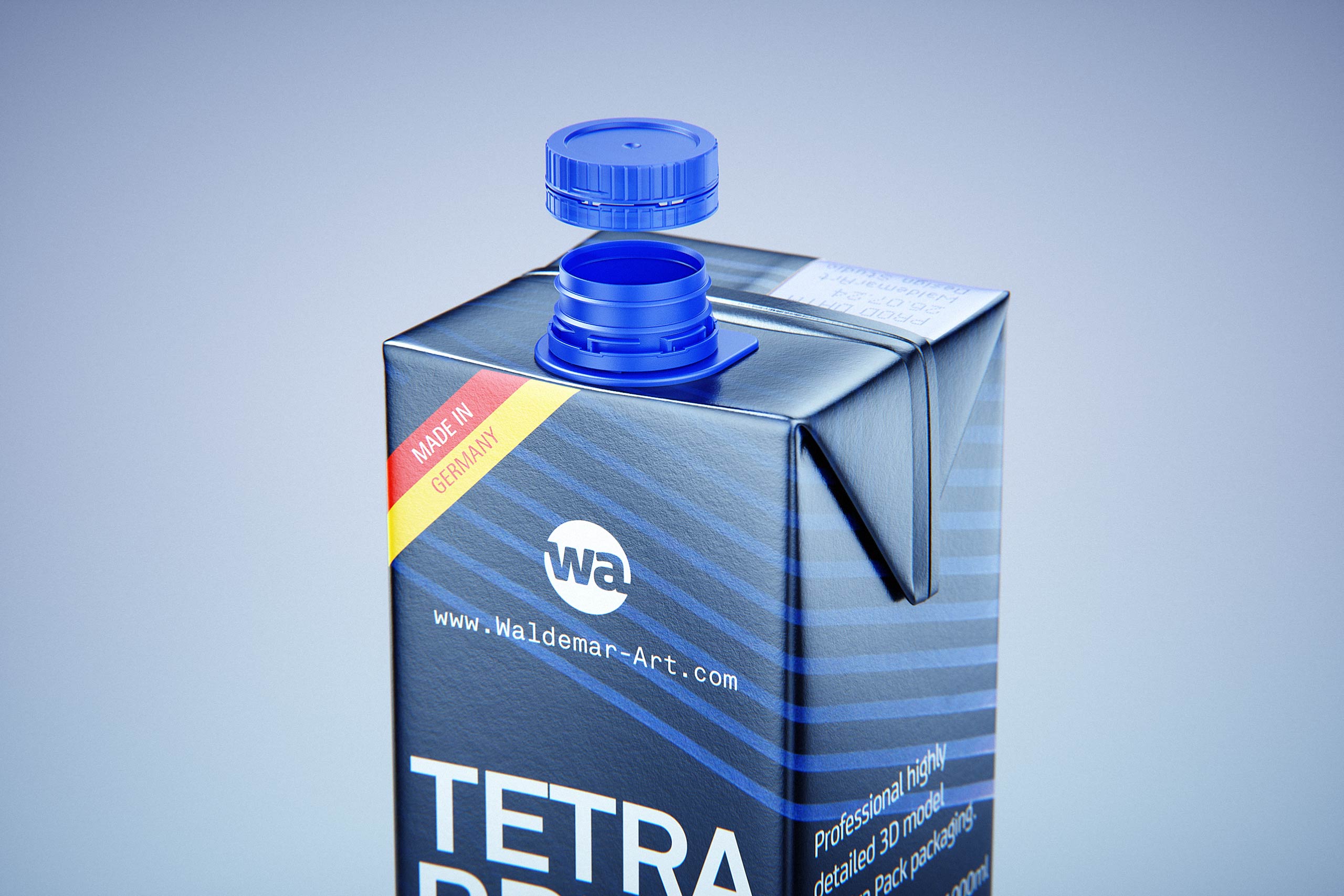 Tetra Pack Brik Square 1000ml packaging with tethered cap HeliCap26 Pro premium 3d model