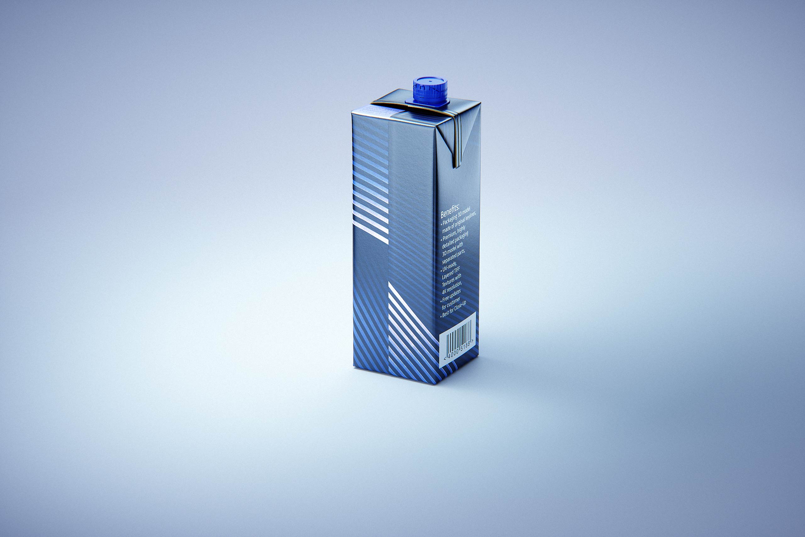 Tetra Pack Brik Square 1000ml packaging with tethered cap HeliCap26 Pro premium 3d model