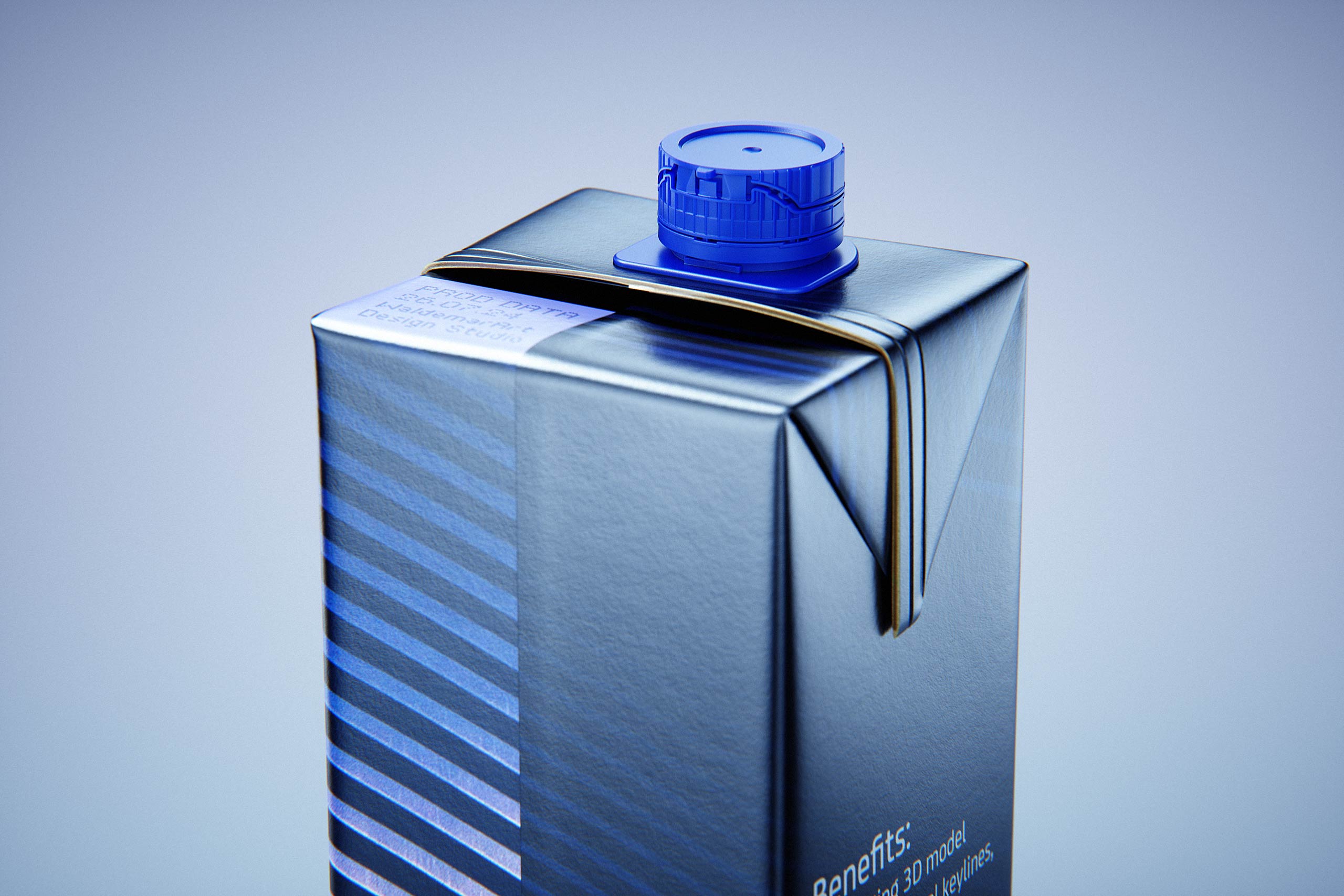 Tetra Pack Brik Square 1000ml packaging with tethered cap HeliCap26 Pro premium 3d model