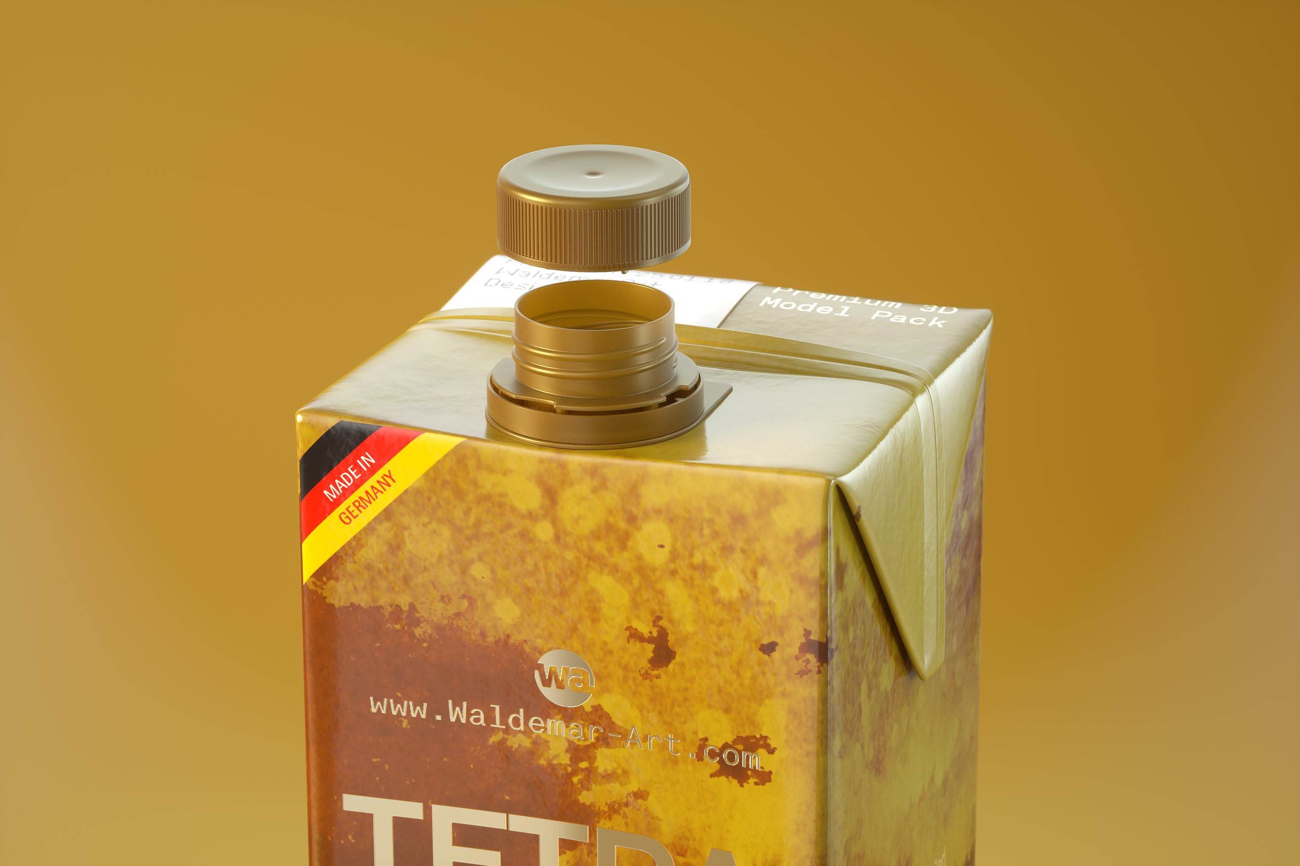 Tetra Pack Brick Square 1000ml with StreamCap Premium Packaging 3d model pak
