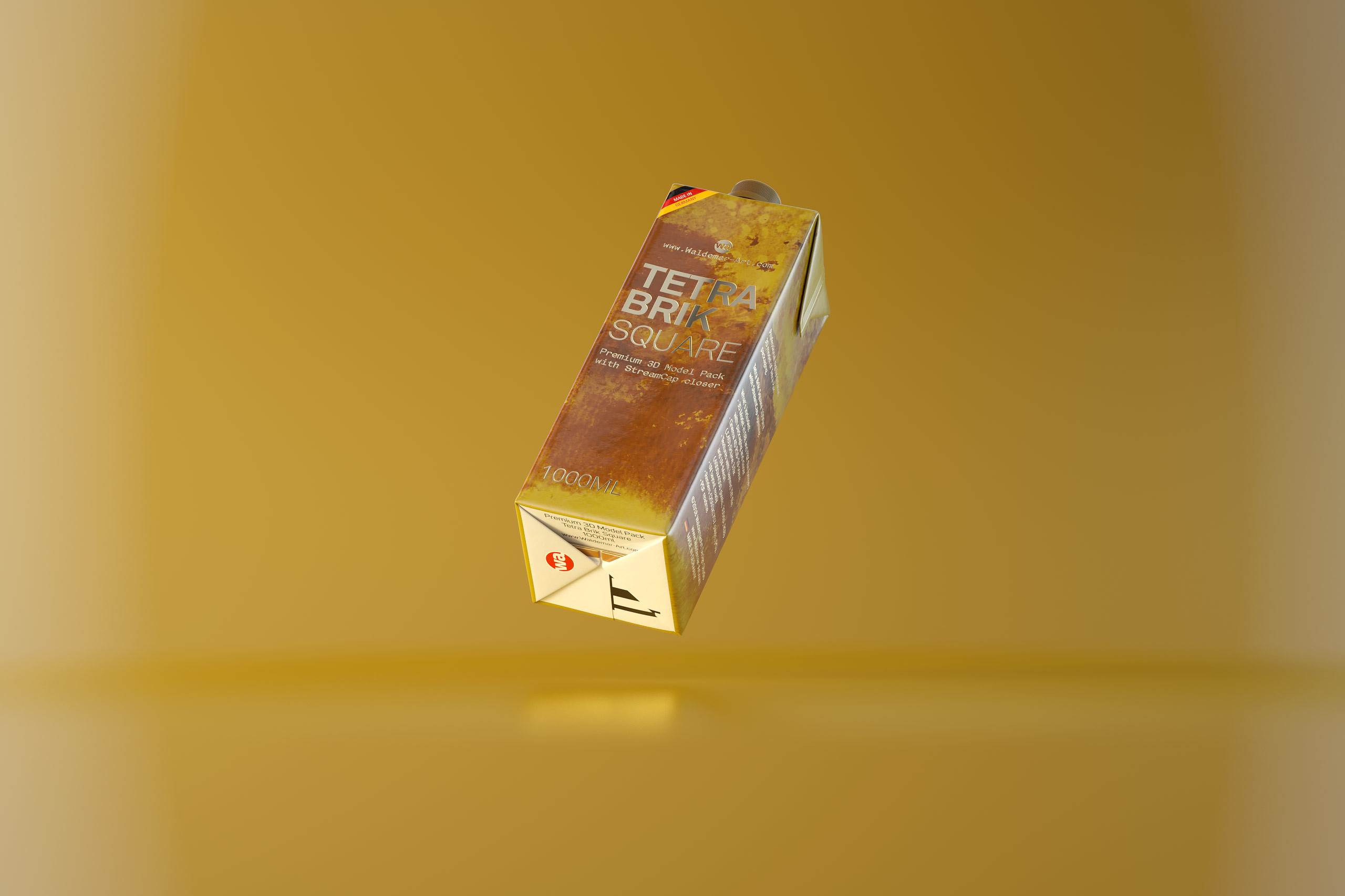 Tetra Pack Brick Square 1000ml with StreamCap Premium Packaging 3d model pak