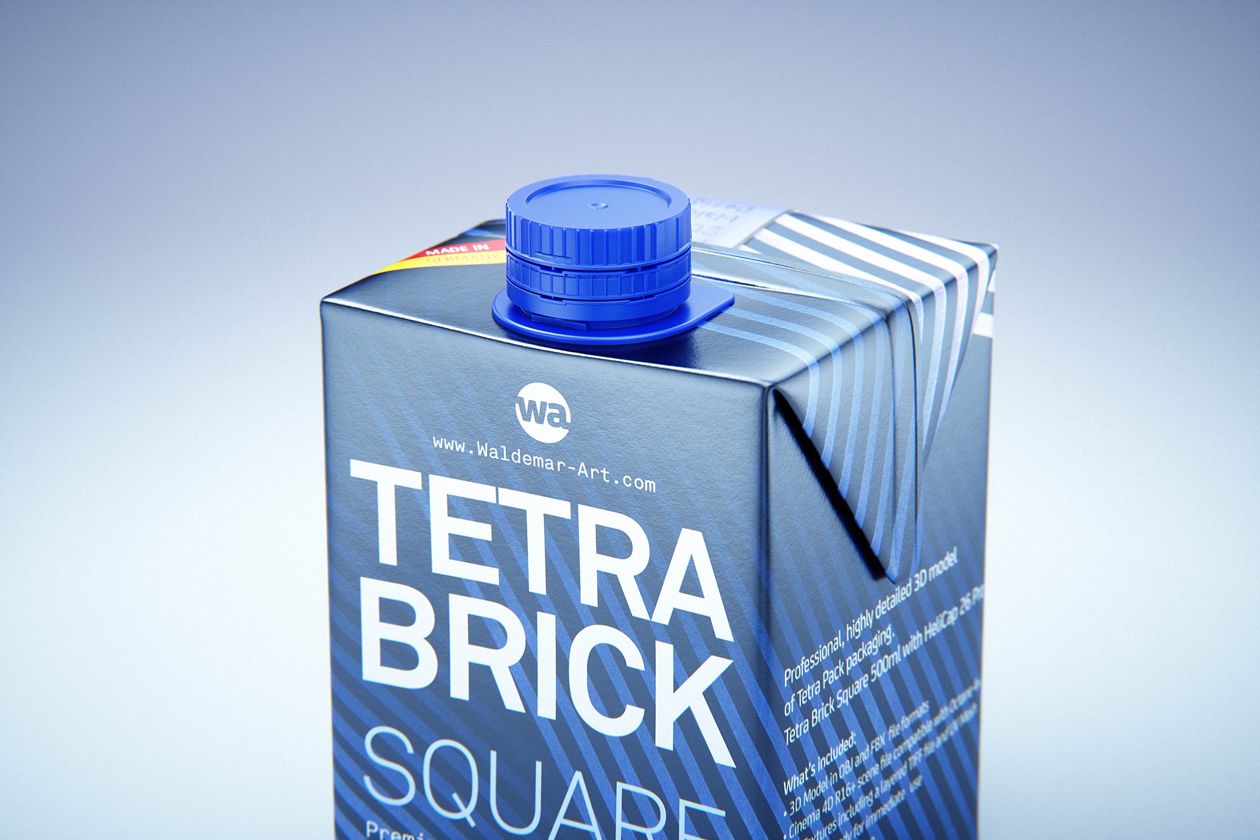 Tetra Pack Brik Square 500ml packaging with tethered cap HeliCap26 Pro premium 3d model