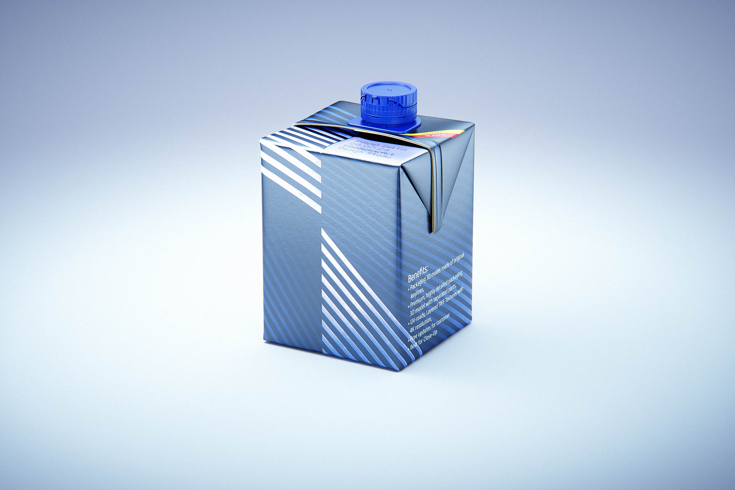 Tetra Pack Brik Square 500ml packaging with tethered cap HeliCap26 Pro premium 3d model