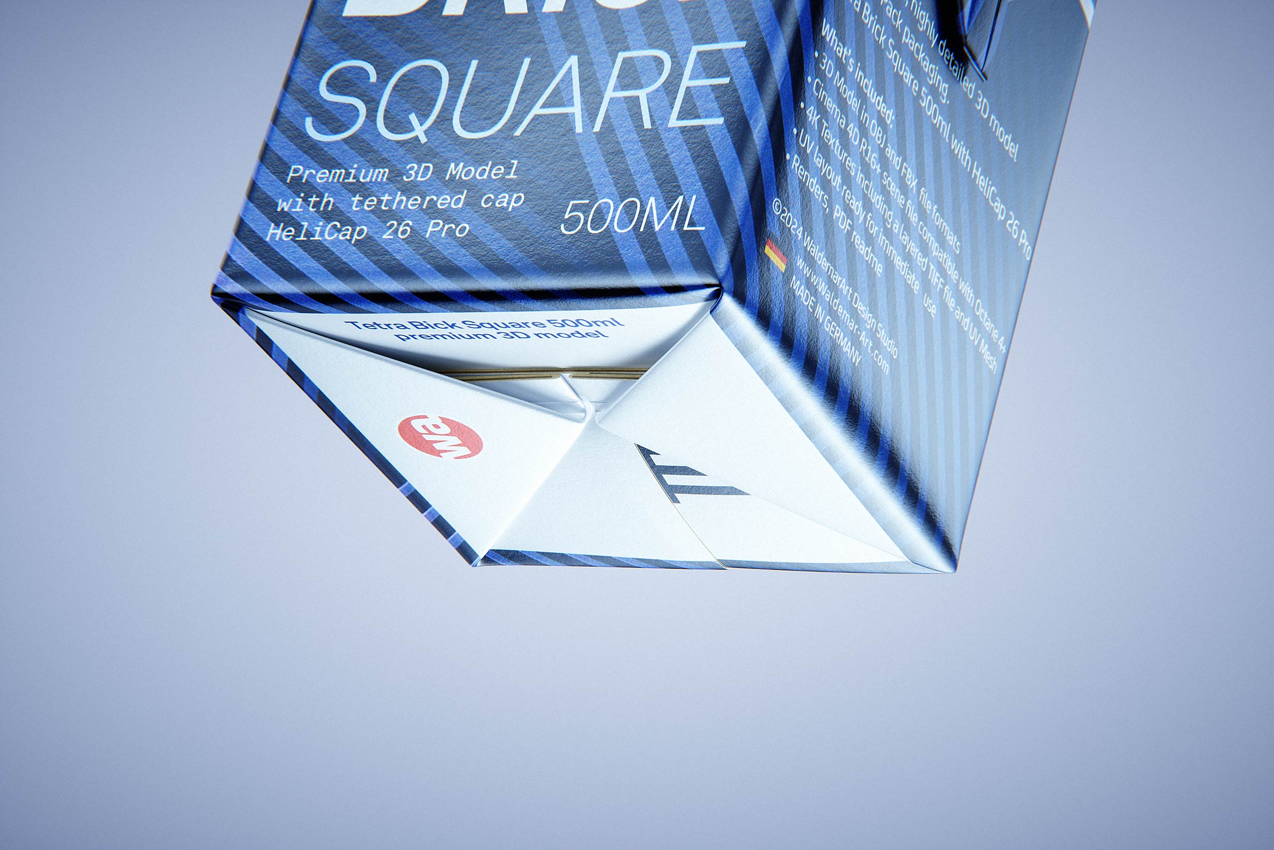 Tetra Pack Brik Square 500ml packaging with tethered cap HeliCap26 Pro premium 3d model