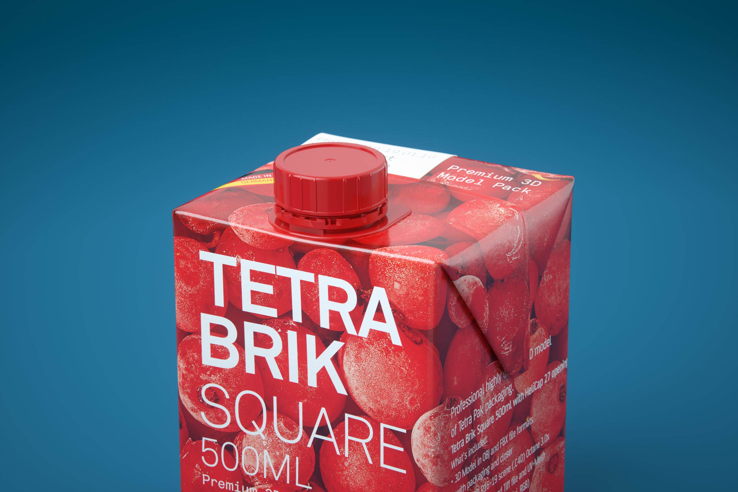 Tetra Pack Brick Square 500ml with HeliCap 27 3D model pak